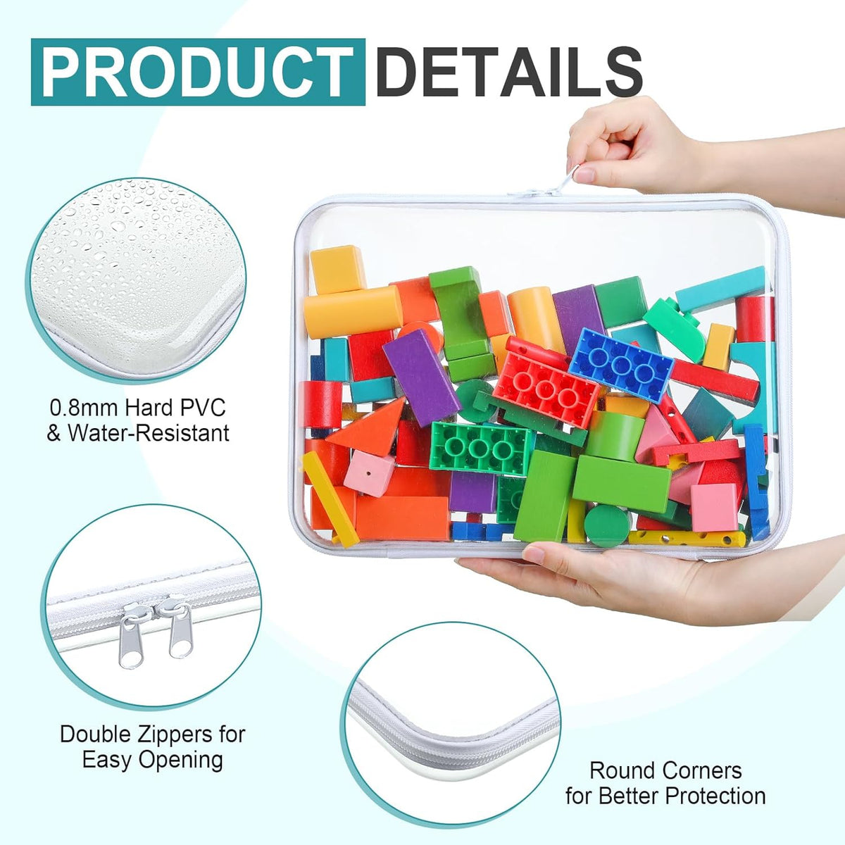 Sanwuta 6 Pcs Clear Hard Zipper Case Pencil Pouches Hard Plastic Zipper Pouches Makeup Bag