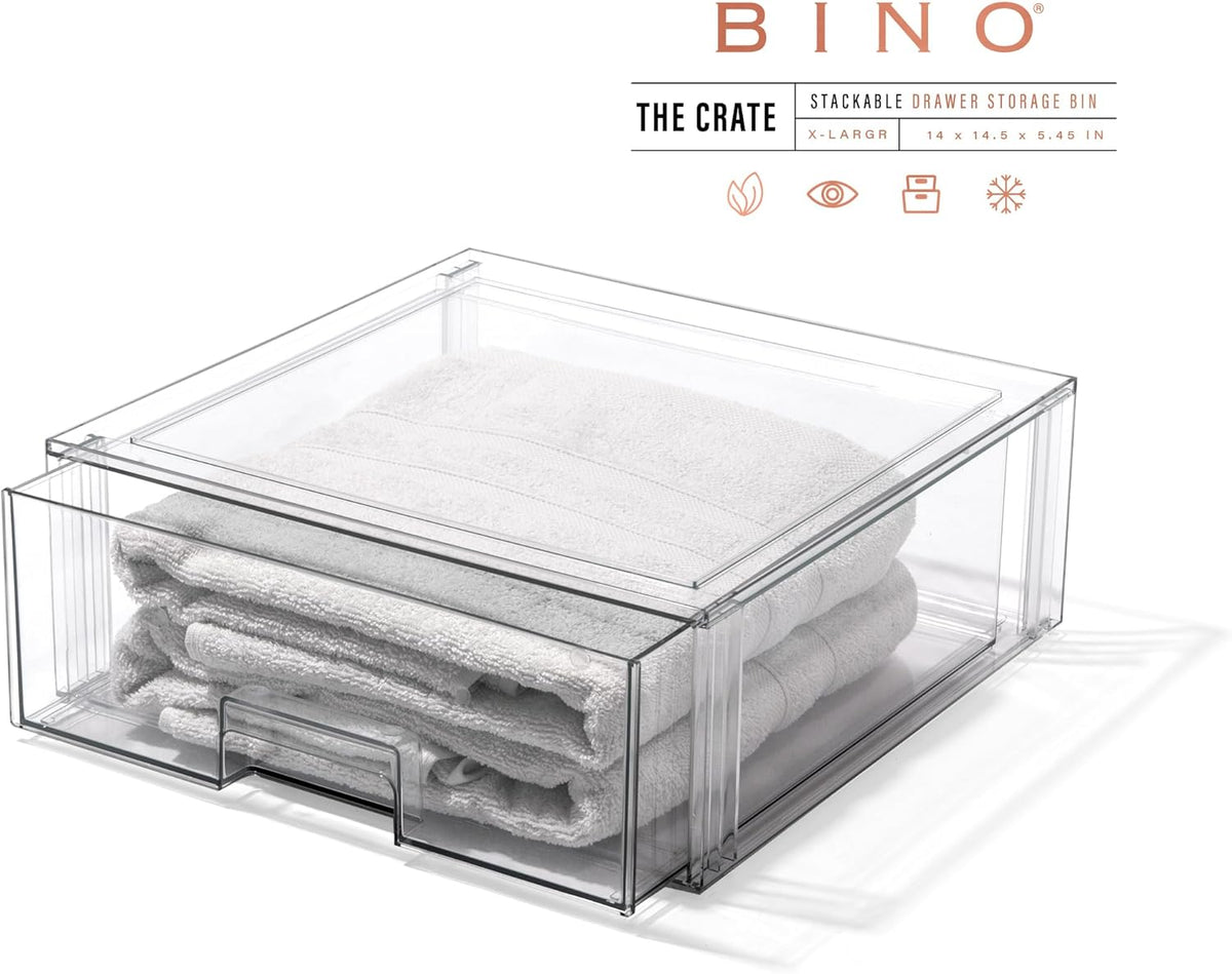 BINO | Stackable Storage Drawers, X-Large - Clear | THE CRATE COLLECTION | Storage Bins With