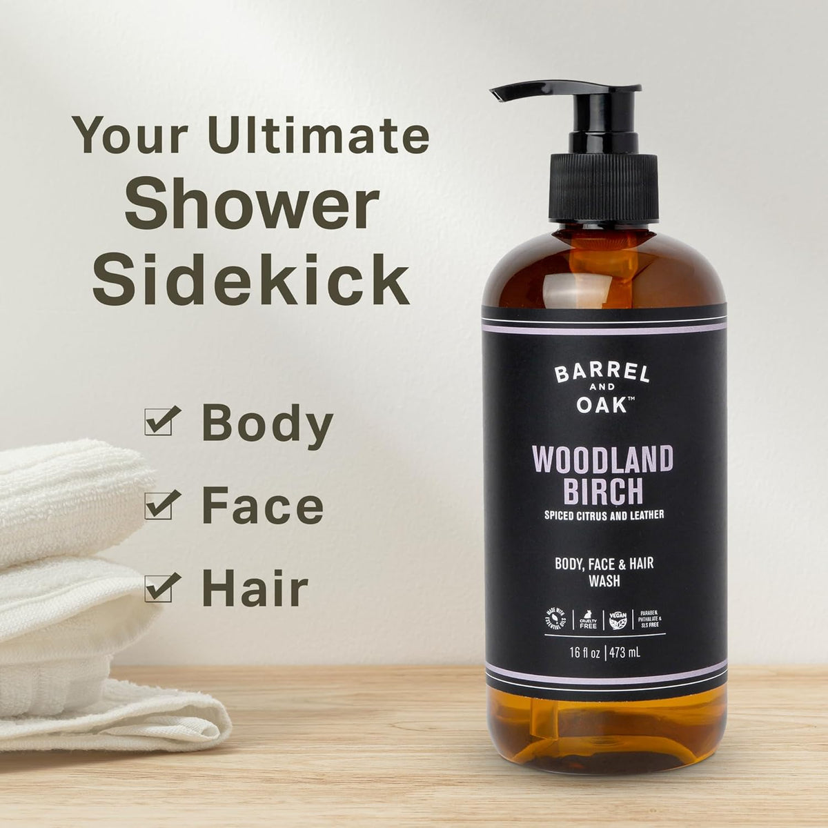 Barrel & Oak All-in-One Wash for Face, Hair, & Body, Vegan & Hydrating Face, Shampoo and Body Wash