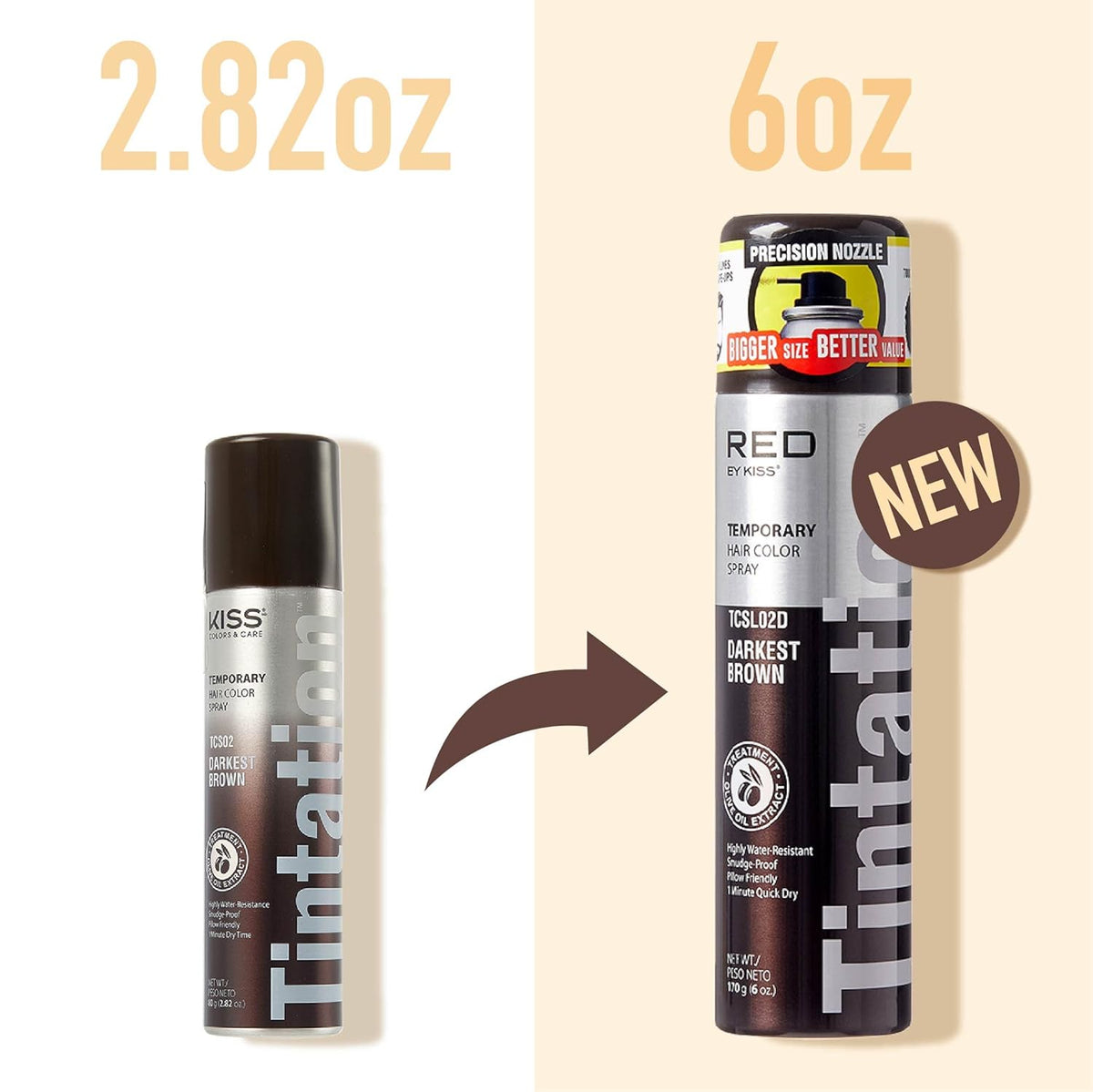 RED BY KISS TINTATION TEMPORARY HAIR COLOR SPRAY 6 OZ