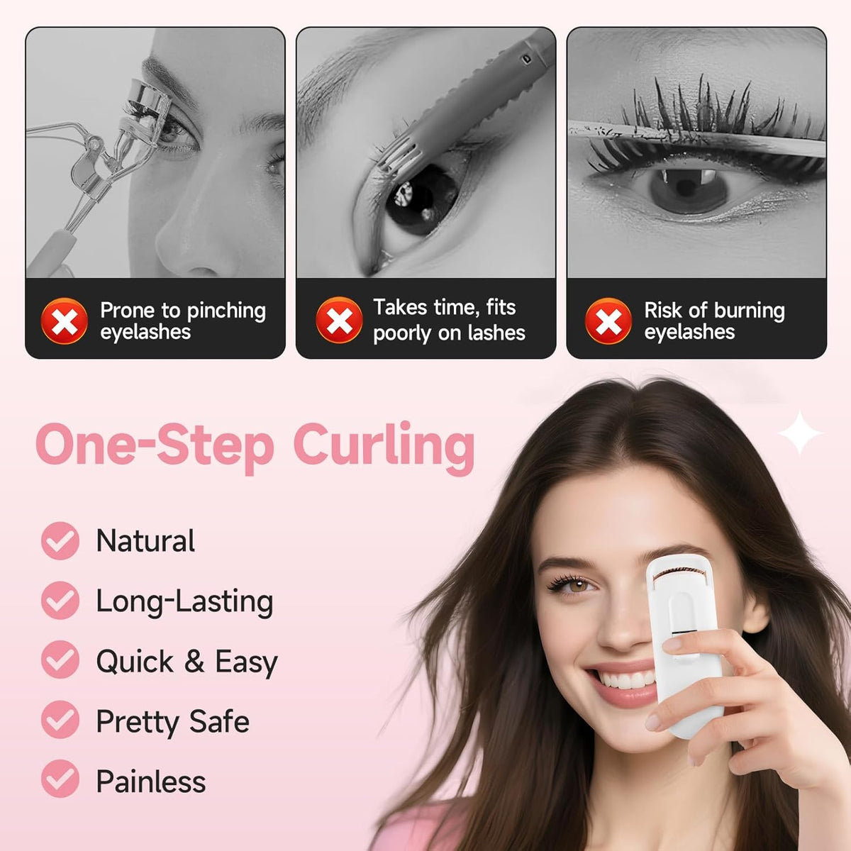 DUDUDU Heated Eyelash Curler, Portable Travel-Size Mini Electric Heated Lash Curler - 2-Level