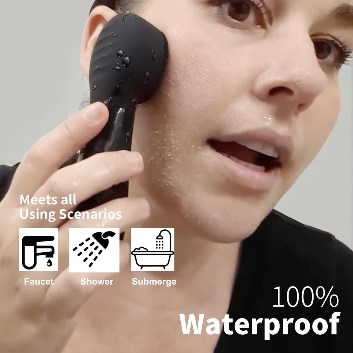 NågraCoola CLIE Silicone Face Scrubber, Facial Cleansing Brush, Rechargeable, Waterproof Face Scrub