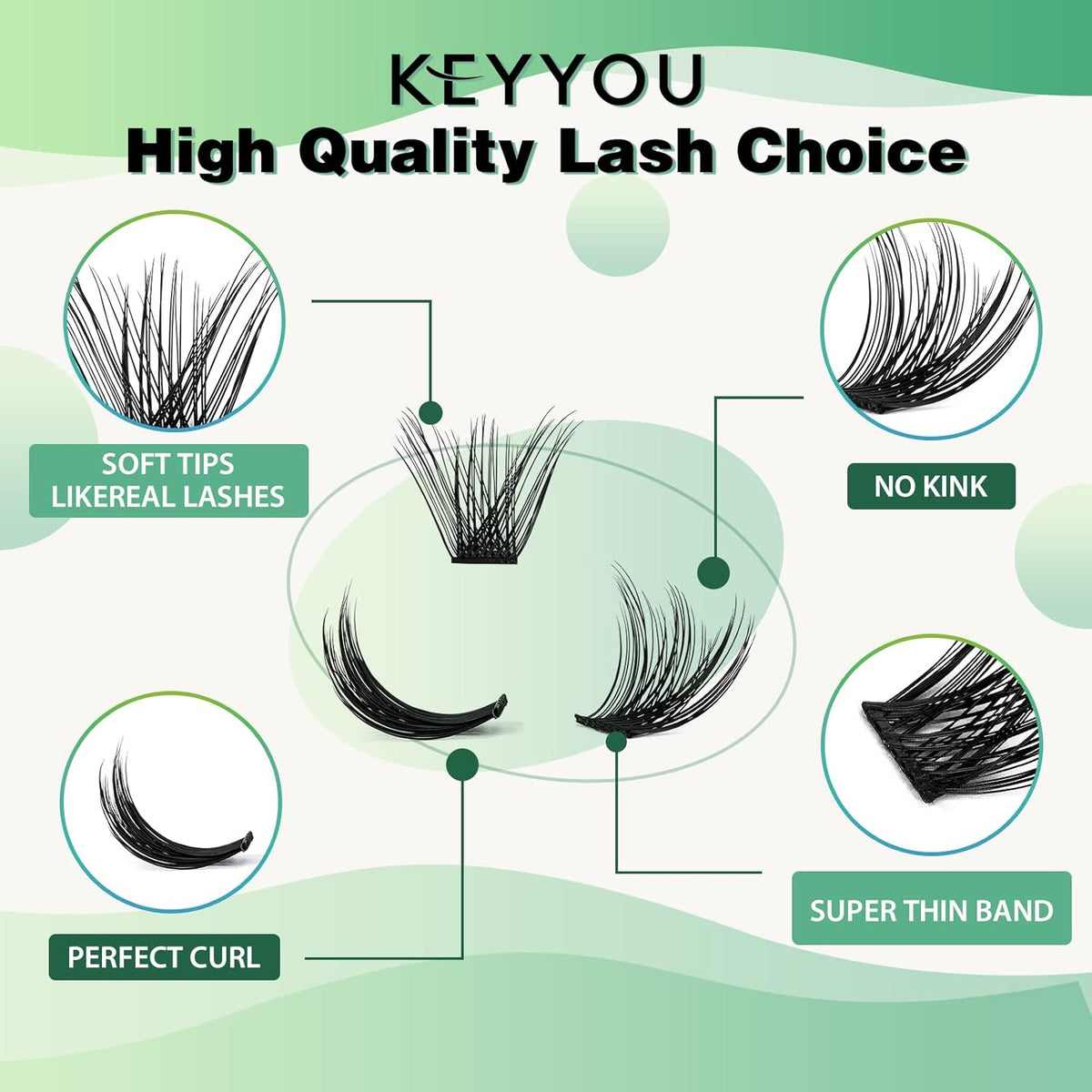 Lash Clusters 96pcs Individual Lashes Y03 D Curl 8-18MIX Cluster Lashes KEYYOU Volume Wispy Lash
