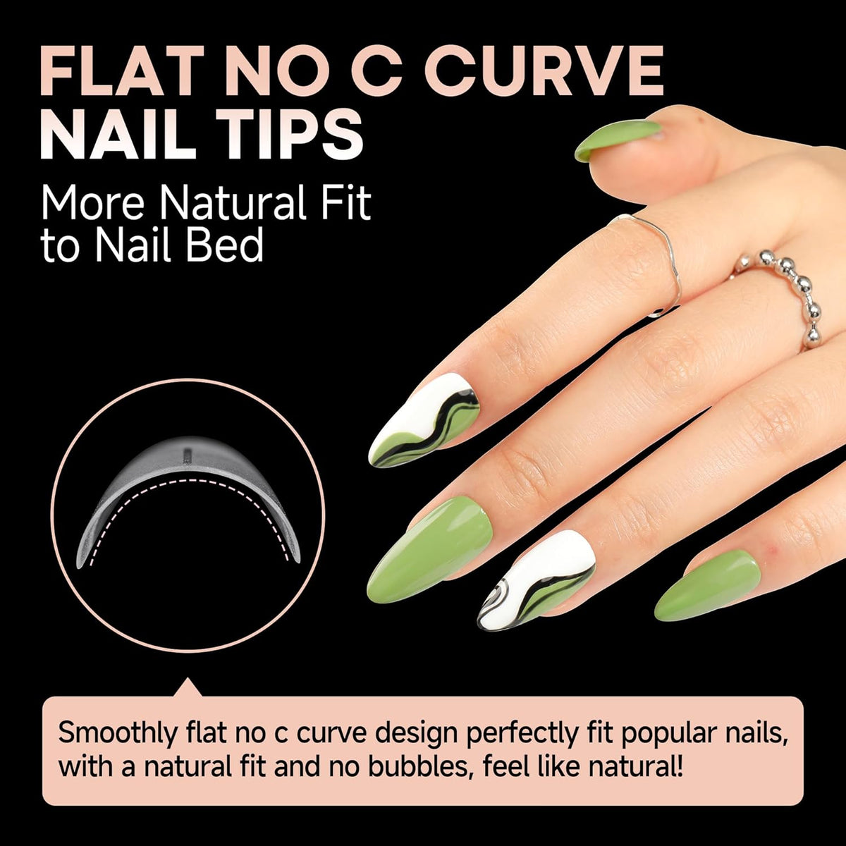 UNA GELLA Medium Almond Gel Nail Tips: Full Matte Almond Shape Nail Tips Half Cover 216pcs Medium