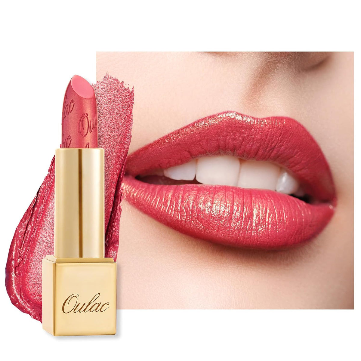 Oulac Glitter Lipstick for Women with Metallic 3D Shine Lightweight Hydrating Formula, High Impact