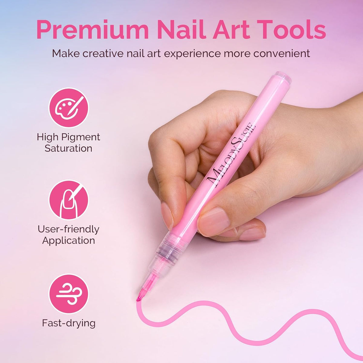 MelodySusie Nail Art Pens Set, 12 Colors 0.7MM Nail Polish Pens for Nail Art, Nail Dotting Tool