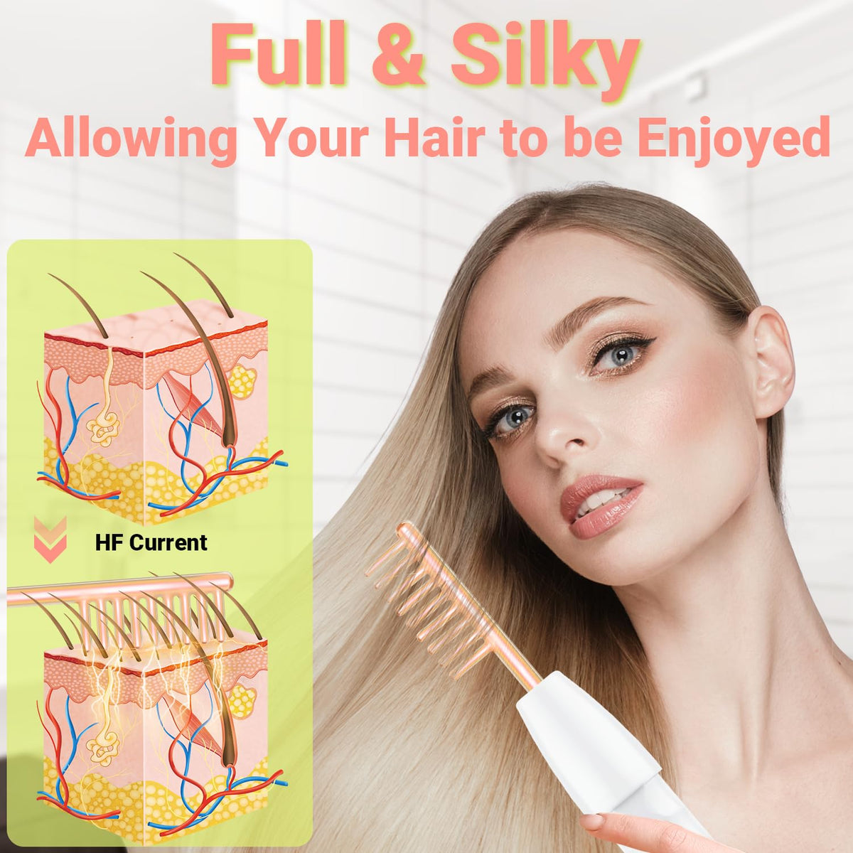 High Frequency Facial Wand - Uaike Orange Portable Handheld High Frequency Facial Machine - with 4