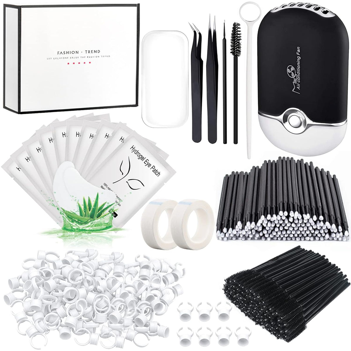 267 PCS Eyelash Extension Supplies Lash Extension Kit USB Air Conditioning Blower,Silicone