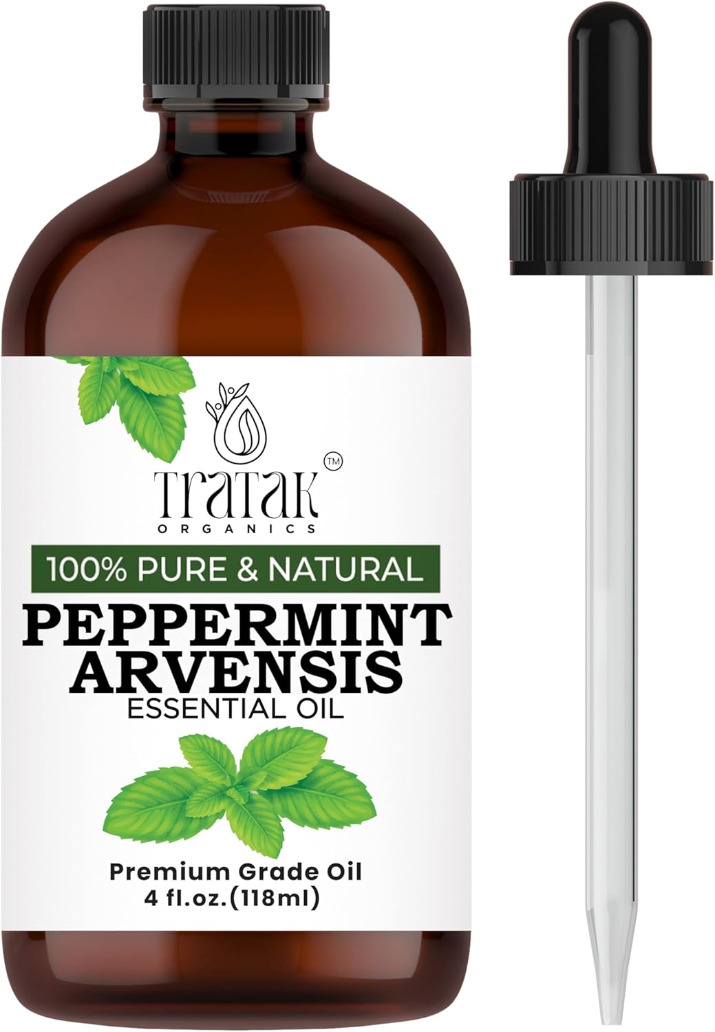 Peppermint Essential Oil 4 Fl Oz - 100% Pure and Natural Oil with Premium Glass Dropper, Premium