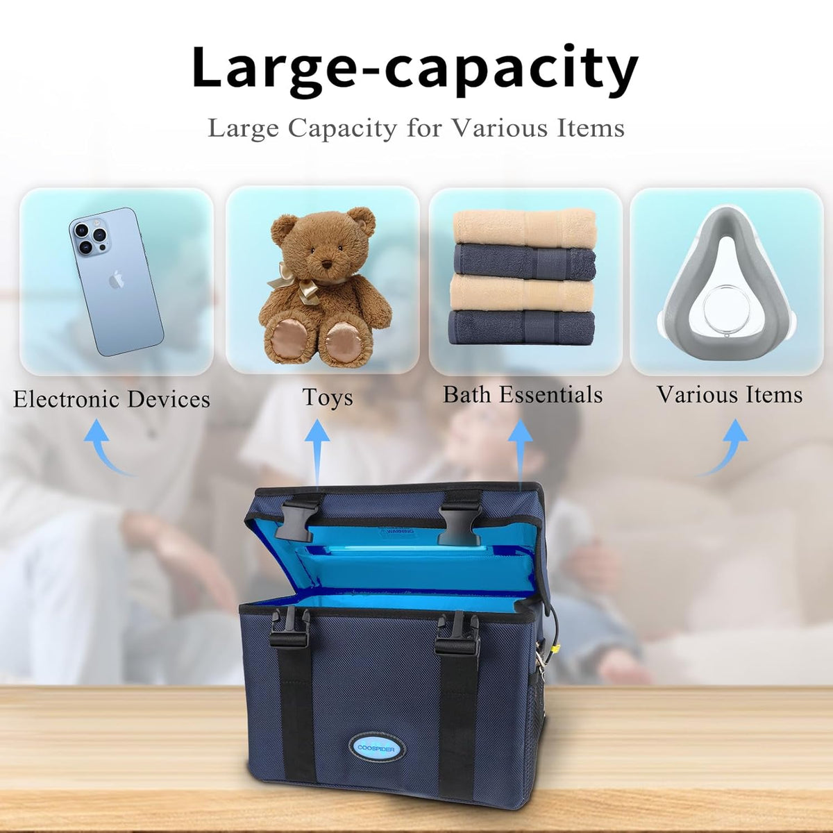 UV Light Sanitizer Ozone Box, Portable Foldable UV Cleaner Bag UVC Household Bag with 3-level Timer