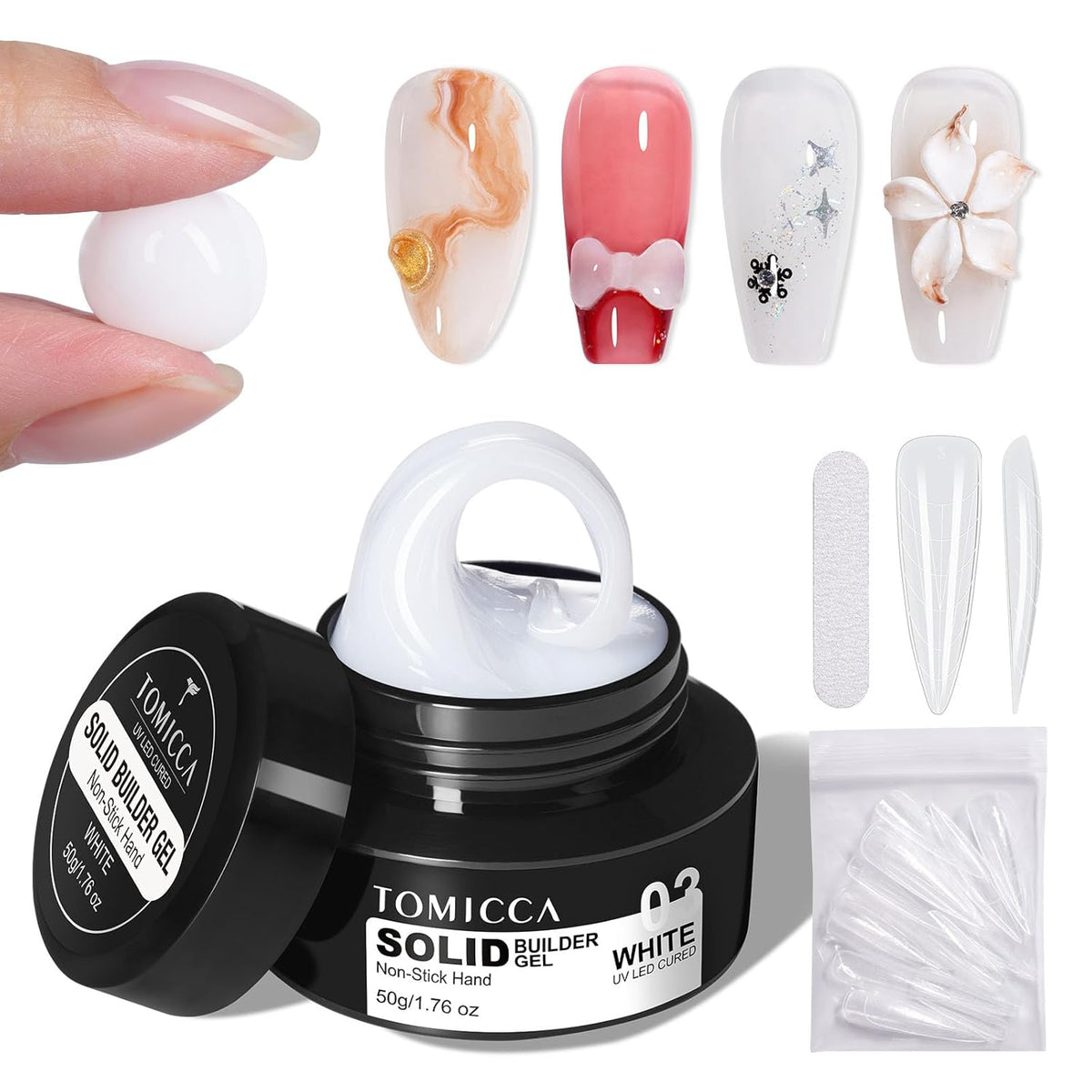 TOMICCA 3D Nail Gel Sculpting Gel for Nail Art 50g Gel Nail Art Non Sticky Hand Carving Gel UV LED