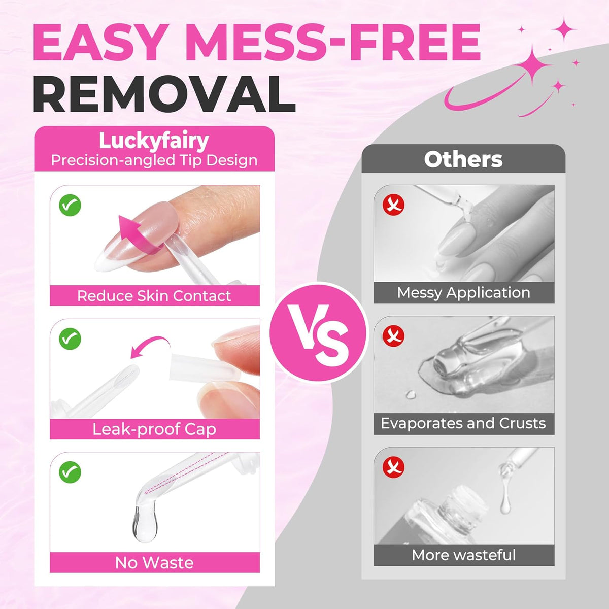 Nail Glue Remover for Press on Nails, 15ml Acetone-free Nail Polish Remover, Multi-Functional Glue