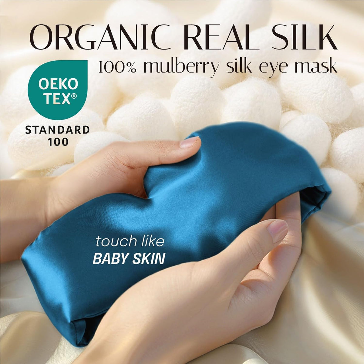 Silk Sleep Mask Soft Pressureless: 100% Mulberry Silk for Eye Skin Anti Wrinkles, Large Size for