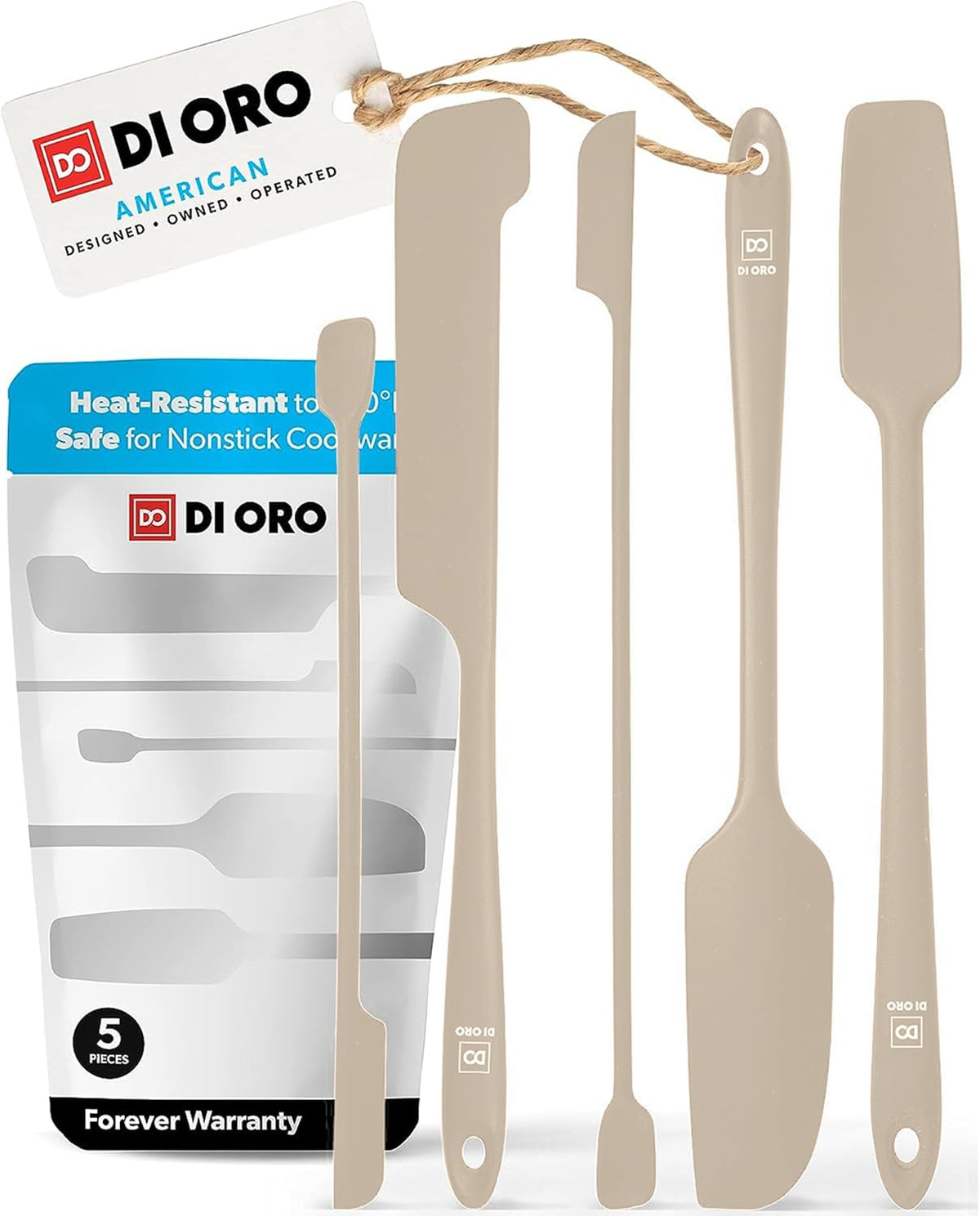 DI ORO Silicone Jar Spatulas for Scraping - Rubber Spatulas Silicone Heat Resistant - Kitchen