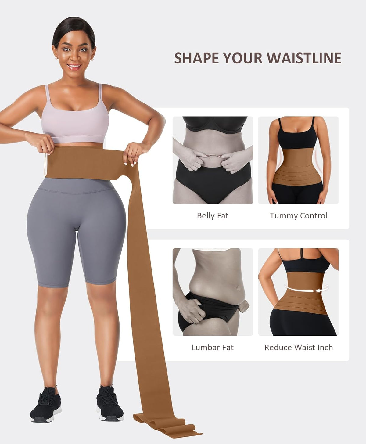 FeelinGirl Waist Trainer for Women Trimmer Belt Waist Cincher Tummy Wrap Plus Size Snatch Me Up