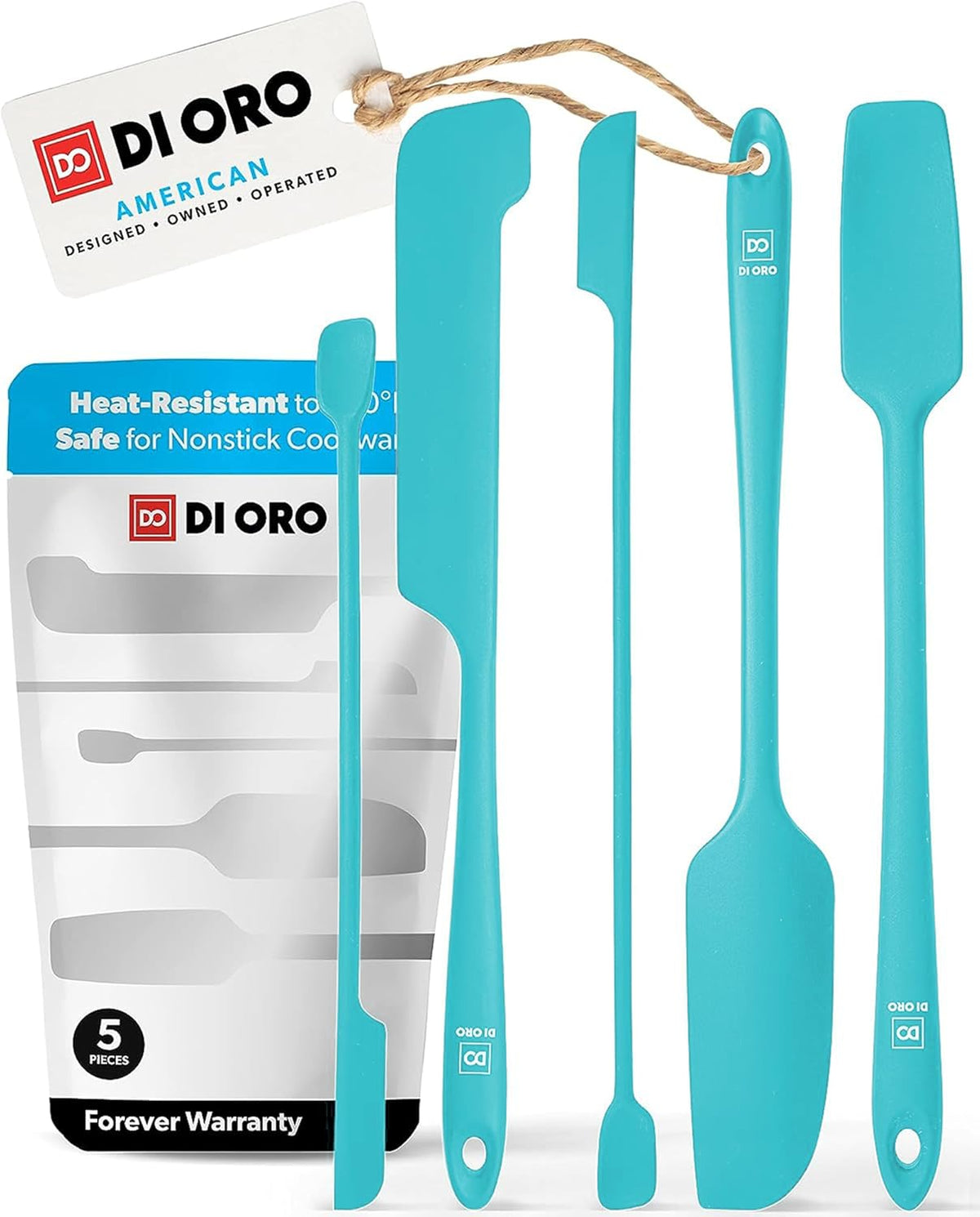 DI ORO Silicone Jar Spatulas for Scraping - Rubber Spatulas Silicone Heat Resistant - Kitchen
