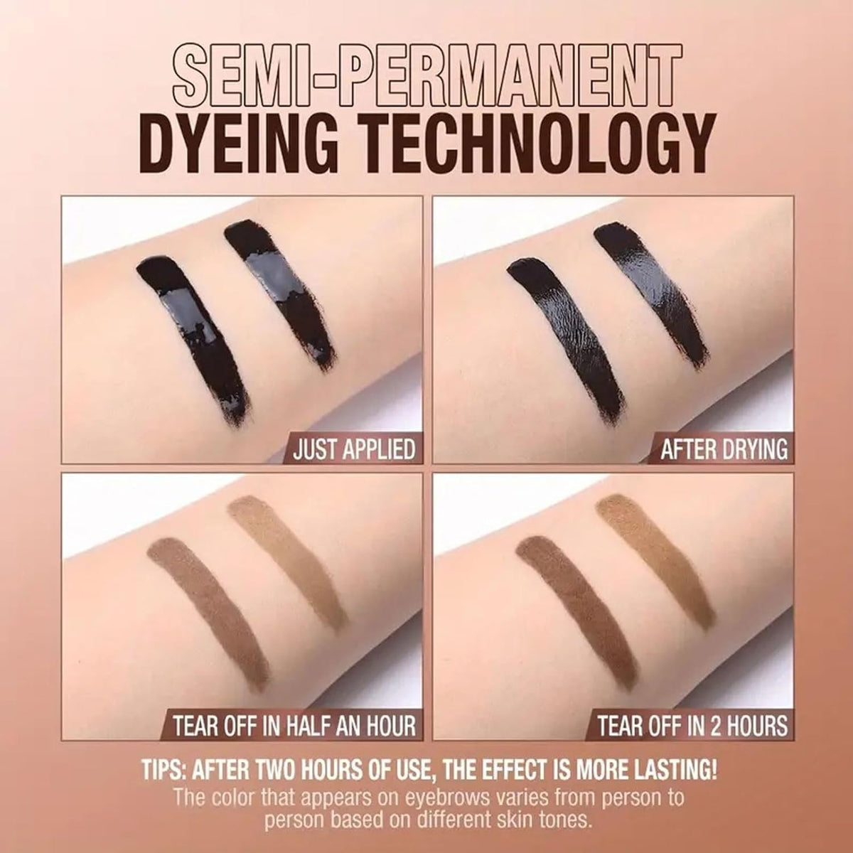 Tattoo Peel Off Eyebrow Gel Tint, Long Lasting Brow Tint, Transfer Proof and Waterproof Tint Peel