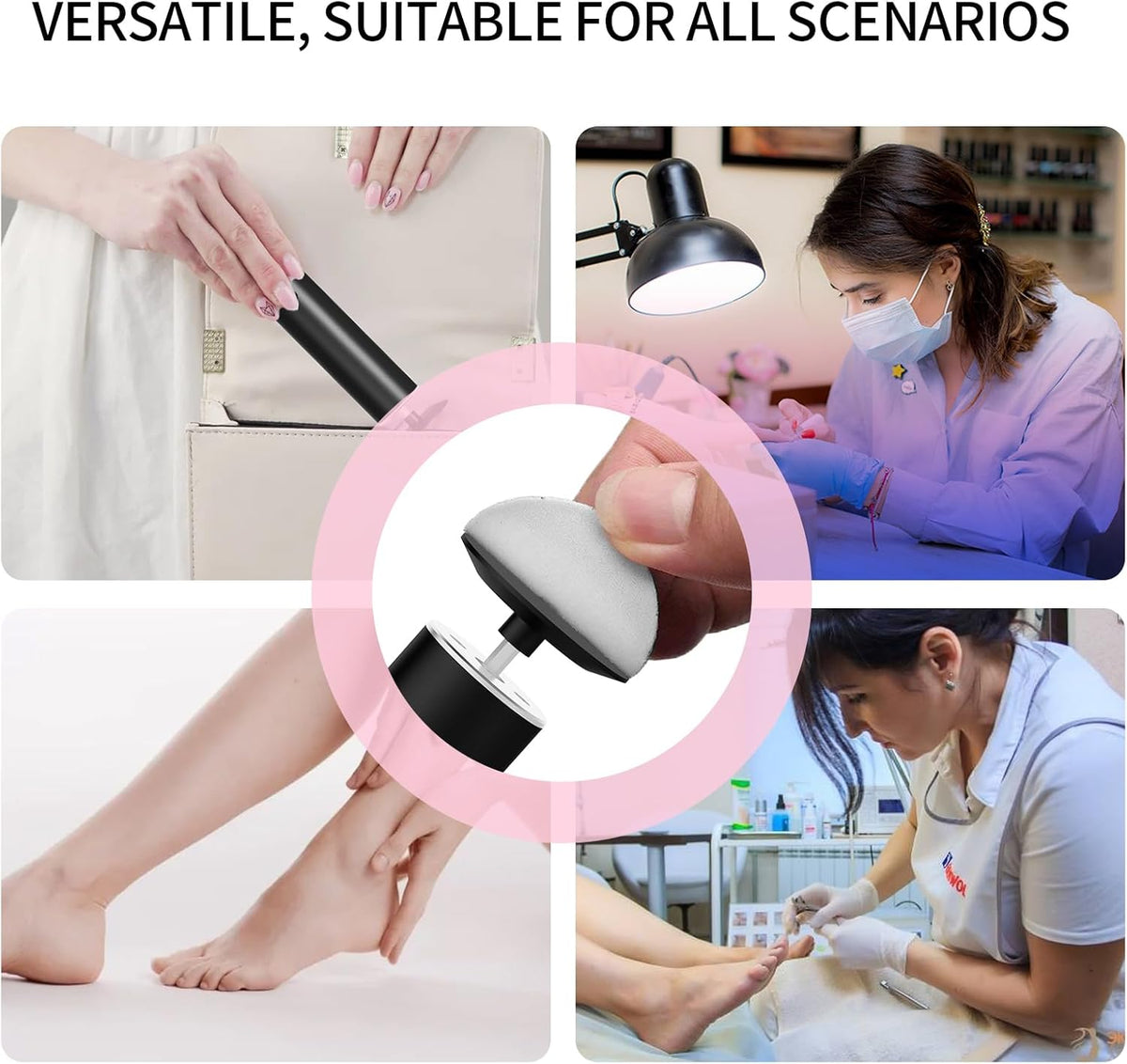 Powerful Electric Foot File & Callus Remover - Over 1-Hour Continuous Use, 360° Rotating Grinder