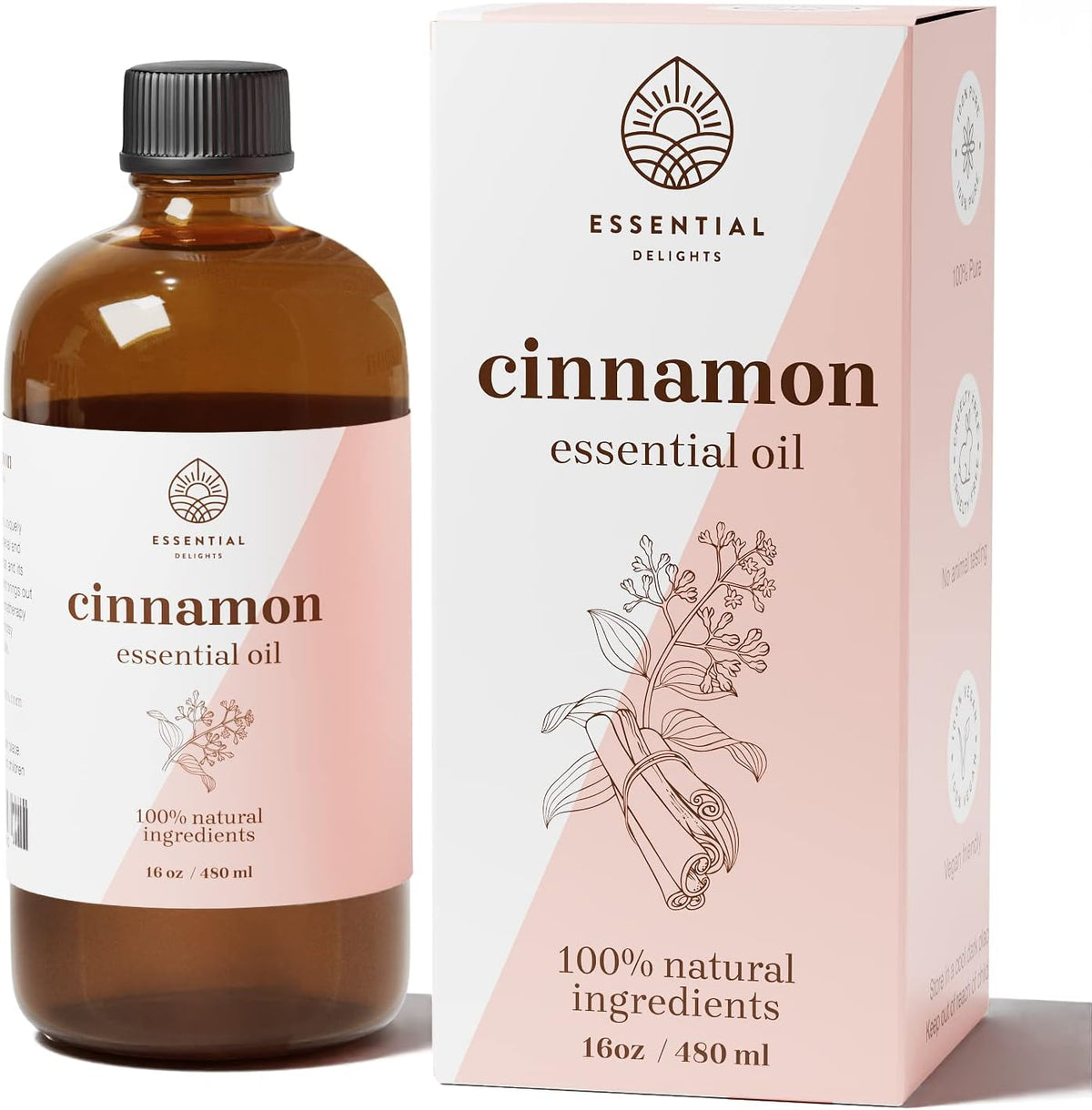 Cinnamon Essential Oil by Essential Delights - 100% Pure & Certified (16 oz.) | Pure Grade