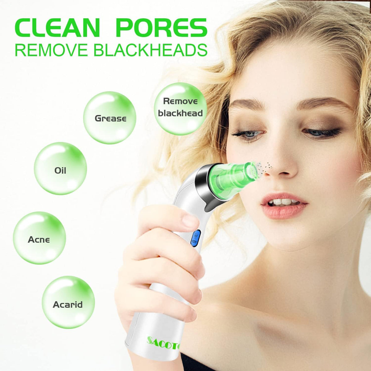 Blackhead Remover Pore Vacuum, Face Suction Pore Cleanser, 5 Suction Power Electric Blackhead