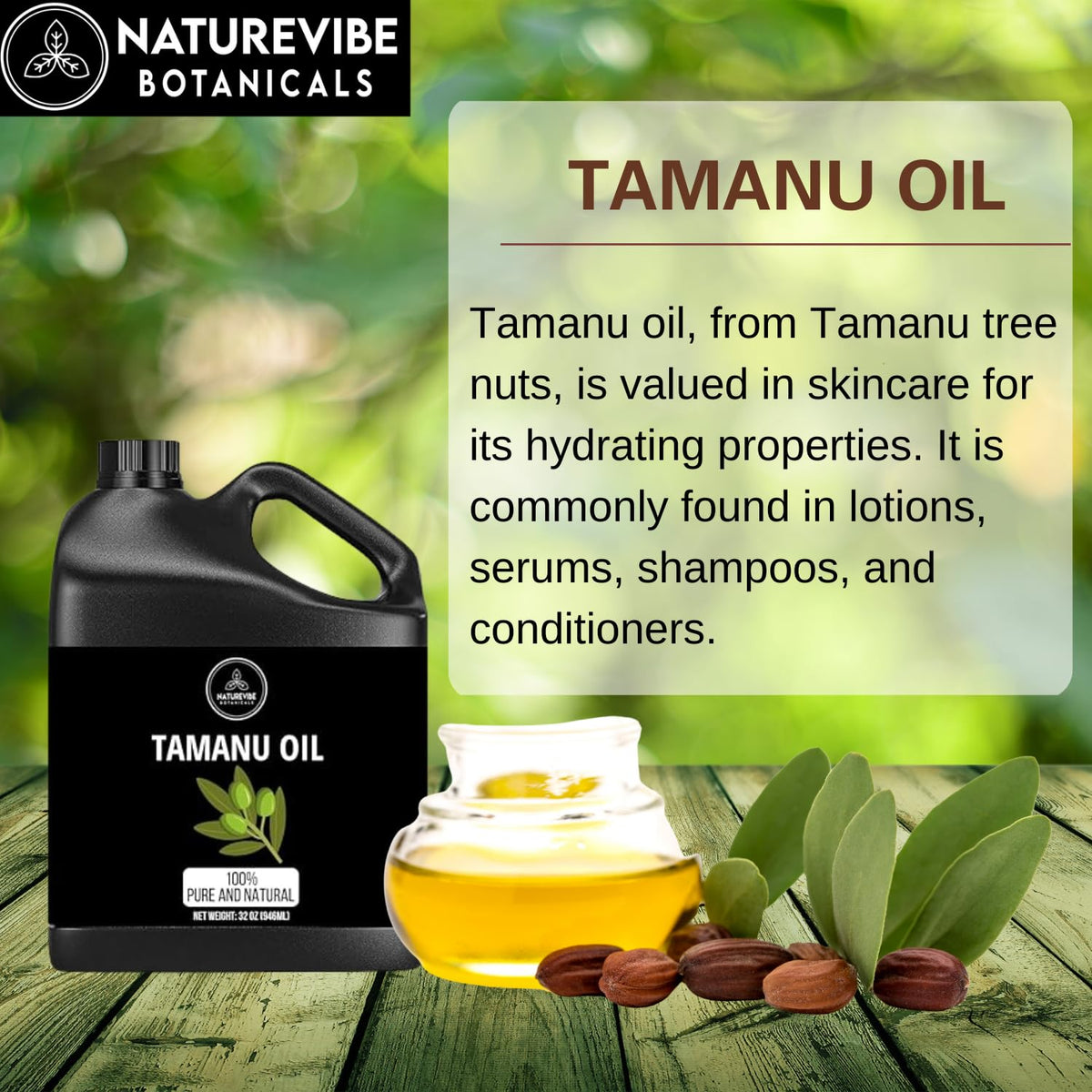 Naturevibe Botanicals Tamanu Oil 32 Ounces | 100% Pure and Natural | Great for Skin Care and Hair