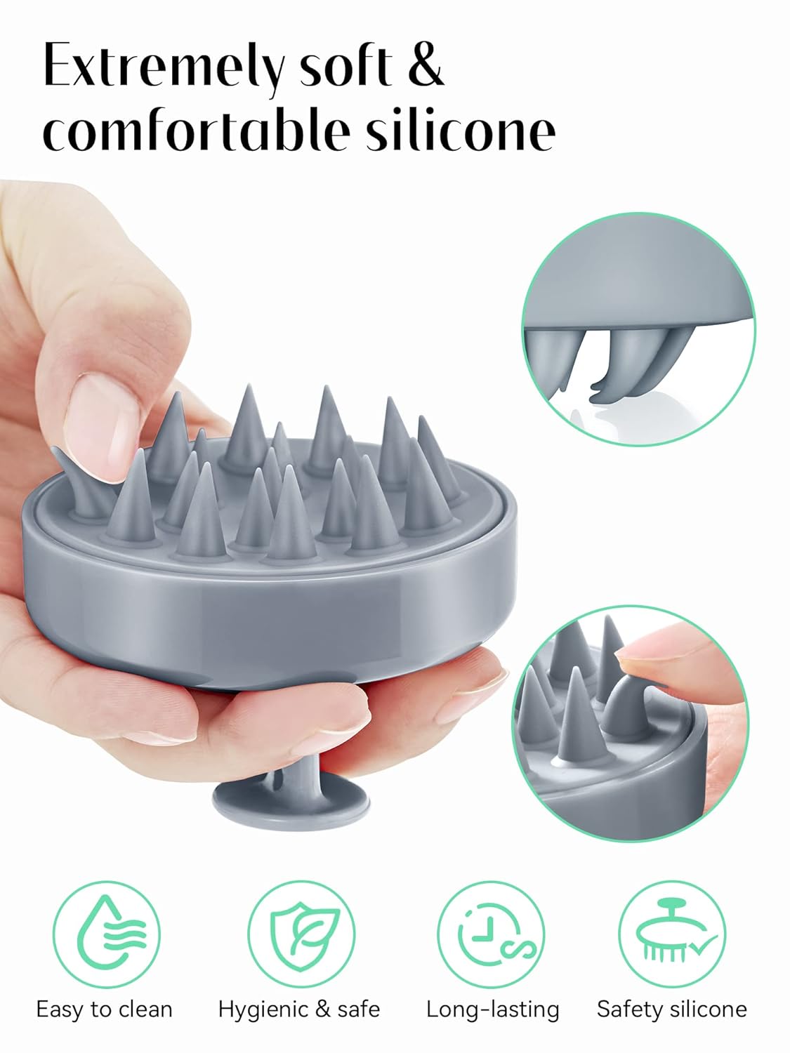 HEETA Scalp Massager Hair Growth, Soft Silicone Scalp Scrubber Shampoo Brush for Exfoliation