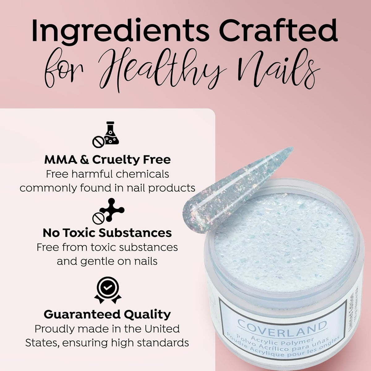 Tones Coverland Acrylic Nail Powder "Crushed Ice" - Limited Edition Acrylic Powder for Nail Design