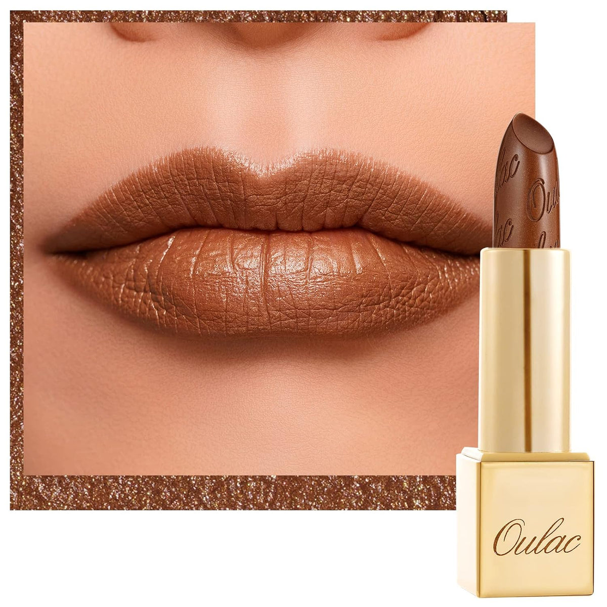 Oulac Dark Brown Lipstick for Women with Metallic 3D Shine Lightweight Hydrating Formula, High