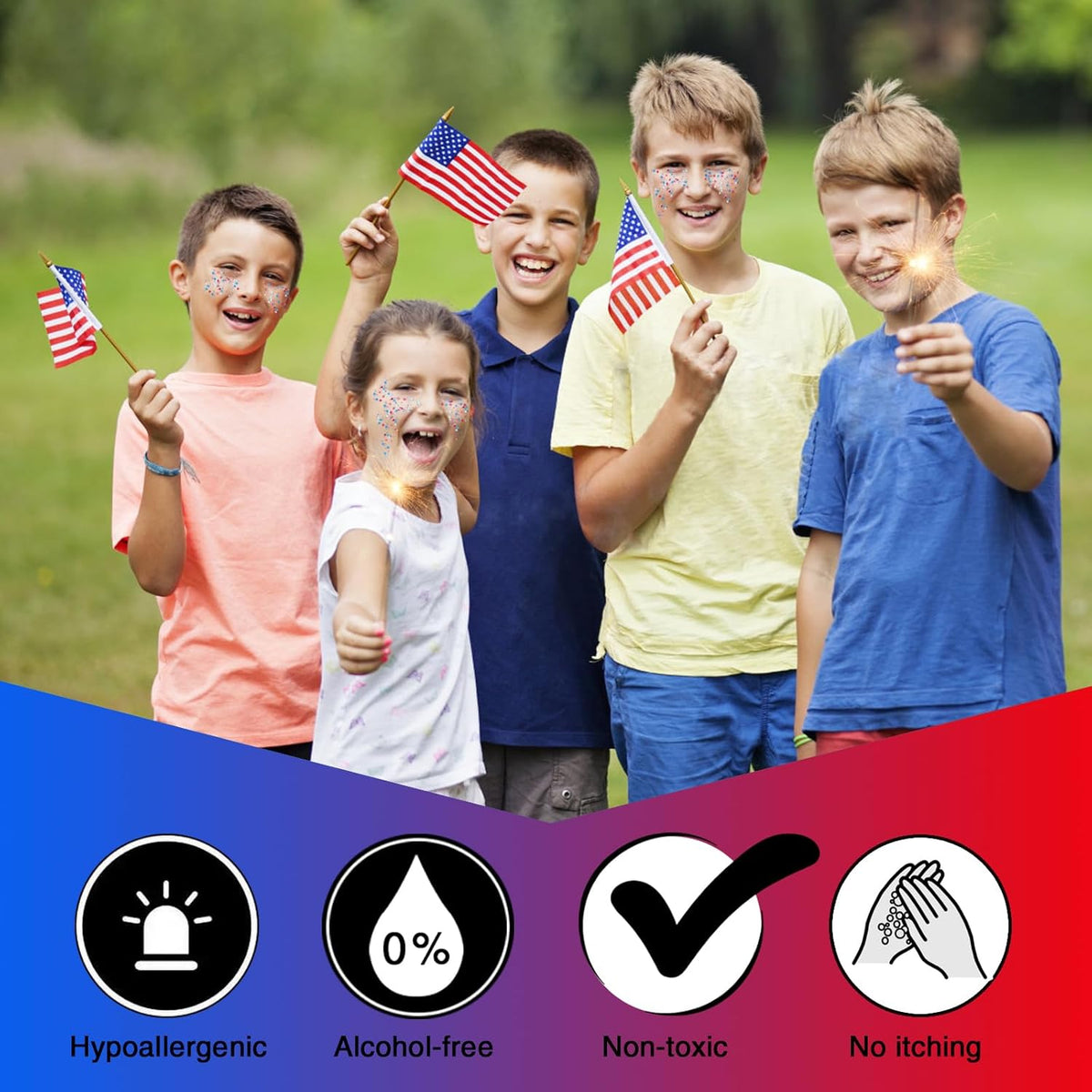 MEICOLY Red White and Blue Body Glitter,4th of July Accessories Hair Glitter for Kids,4th of July