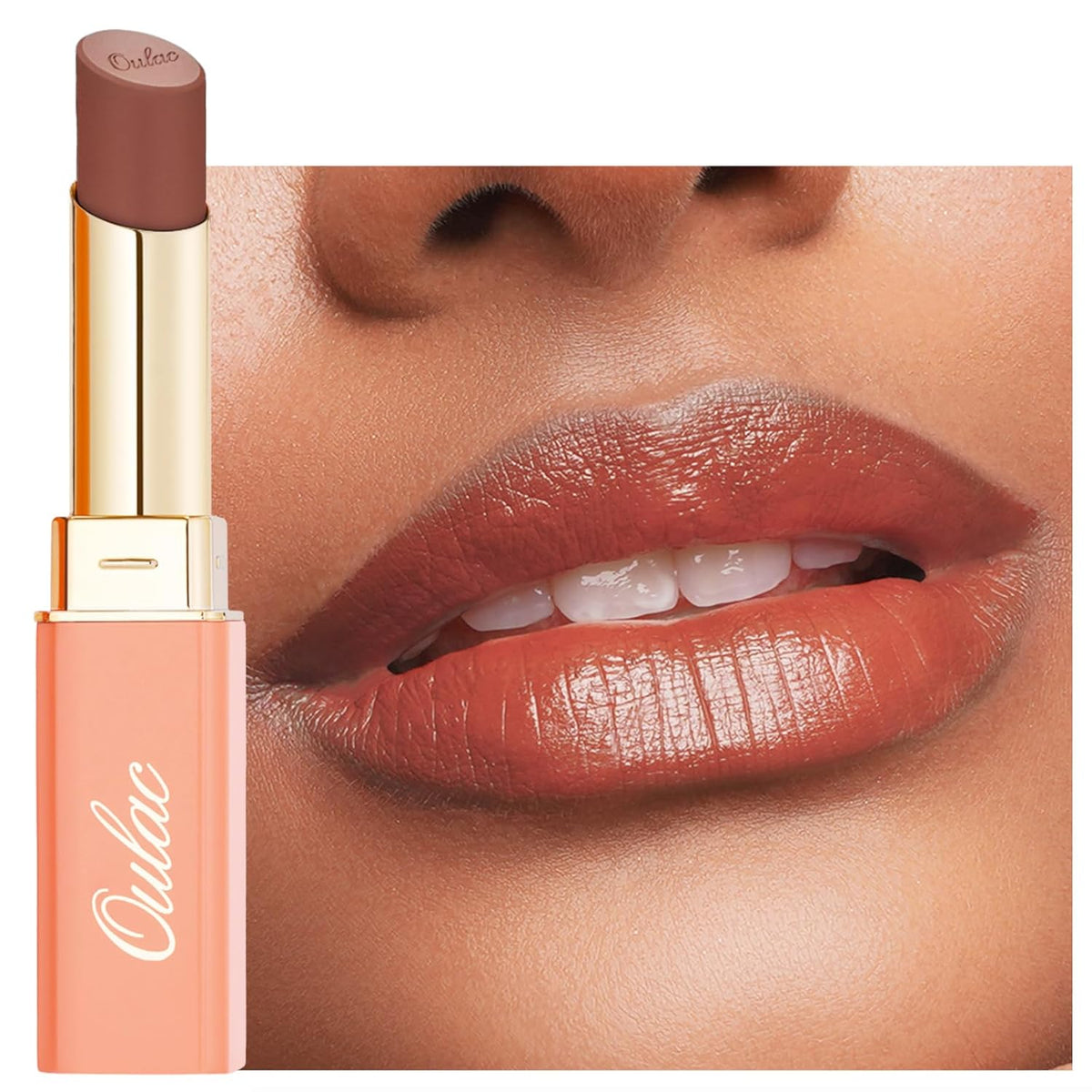 Oulac Color Rich Satin Lipstick - Medium Brown Full Coverage Lip Color, Creamy Silky-Smooth