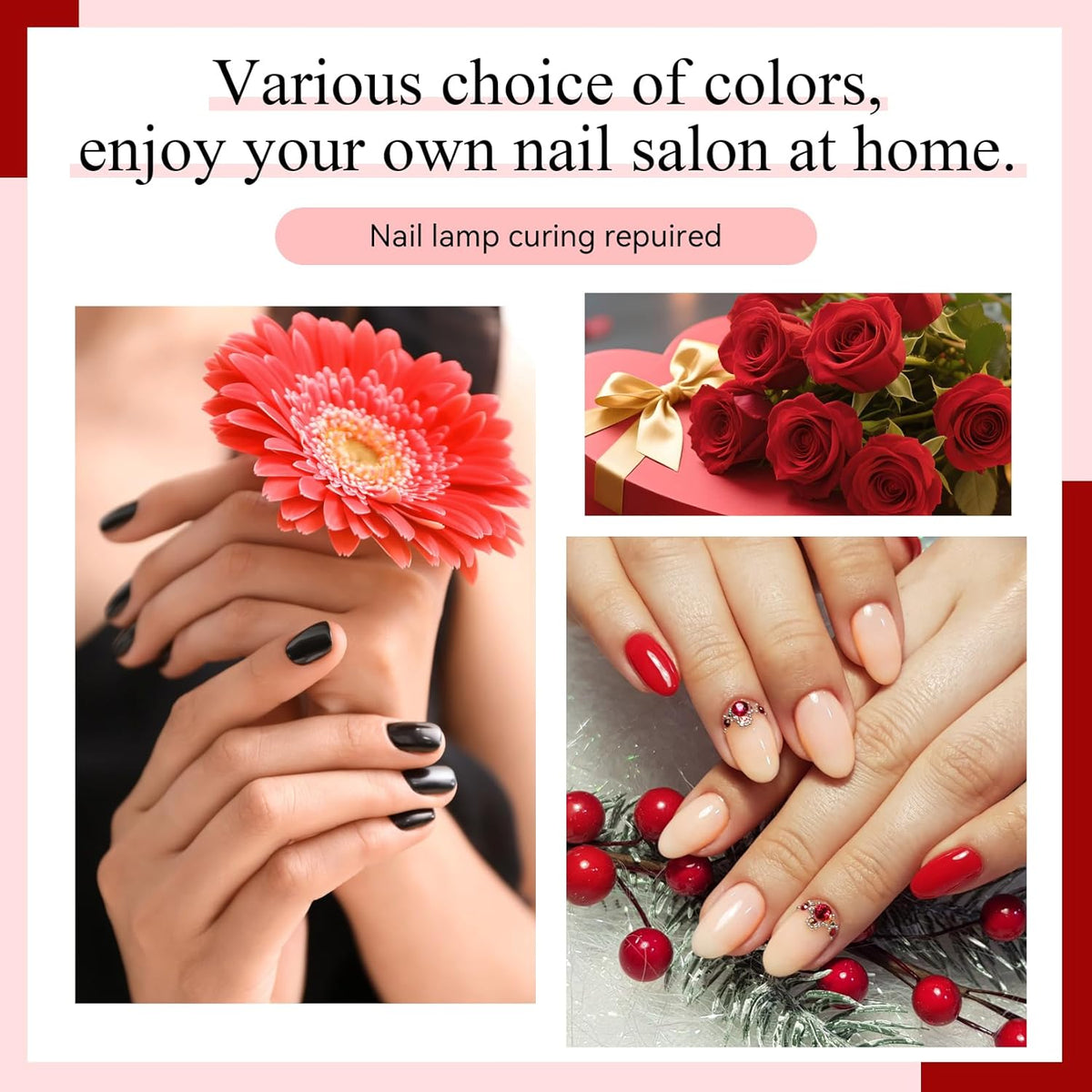 phoenixy Gel Nail Polish 30 PCS Gel Nail Polish Set Dark Color Collection Manicure Set for Women