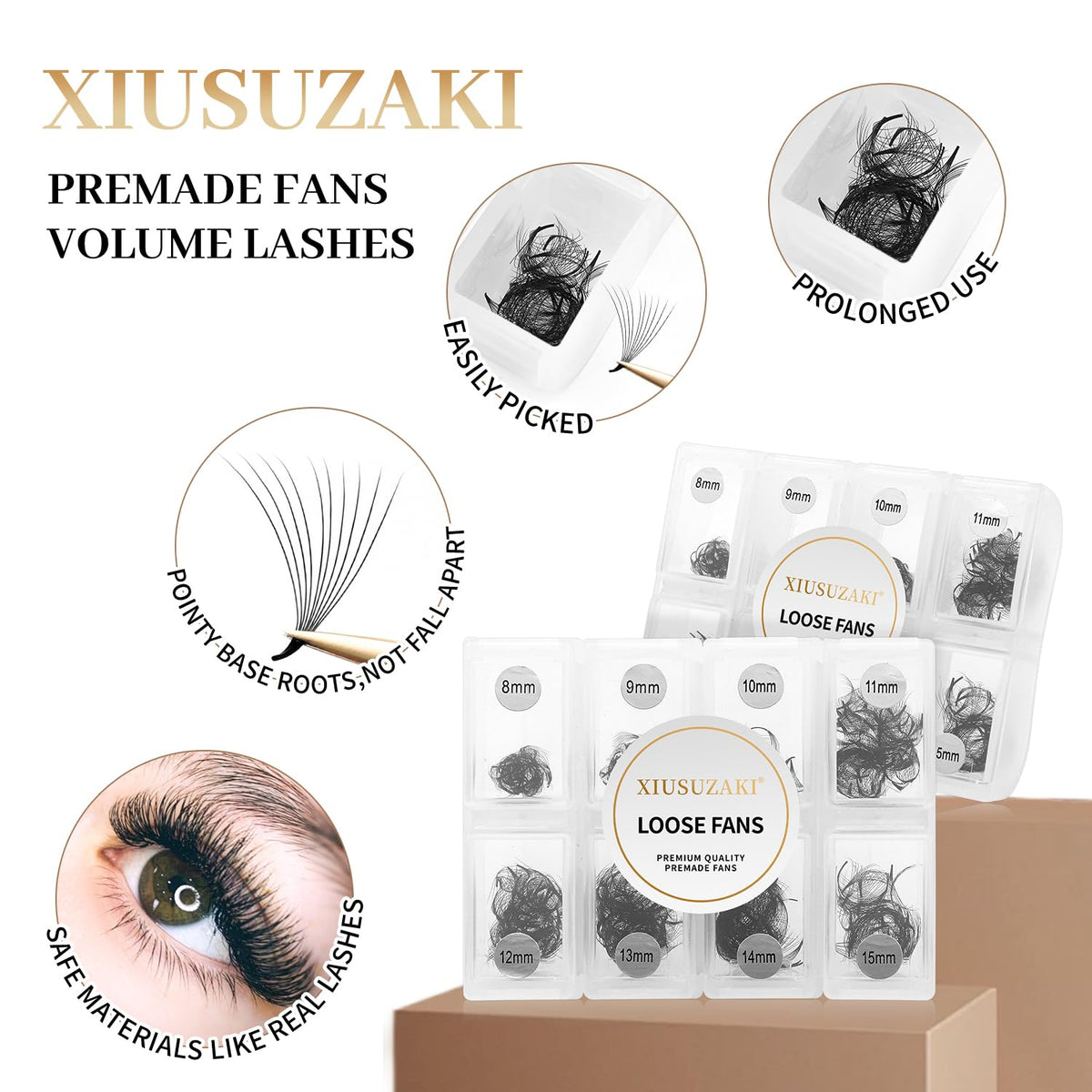 Premade Fans Eyelash Extensions 600 Fans 16D Volume Lash Extensions 0.03 Thickness Soft Fluffy
