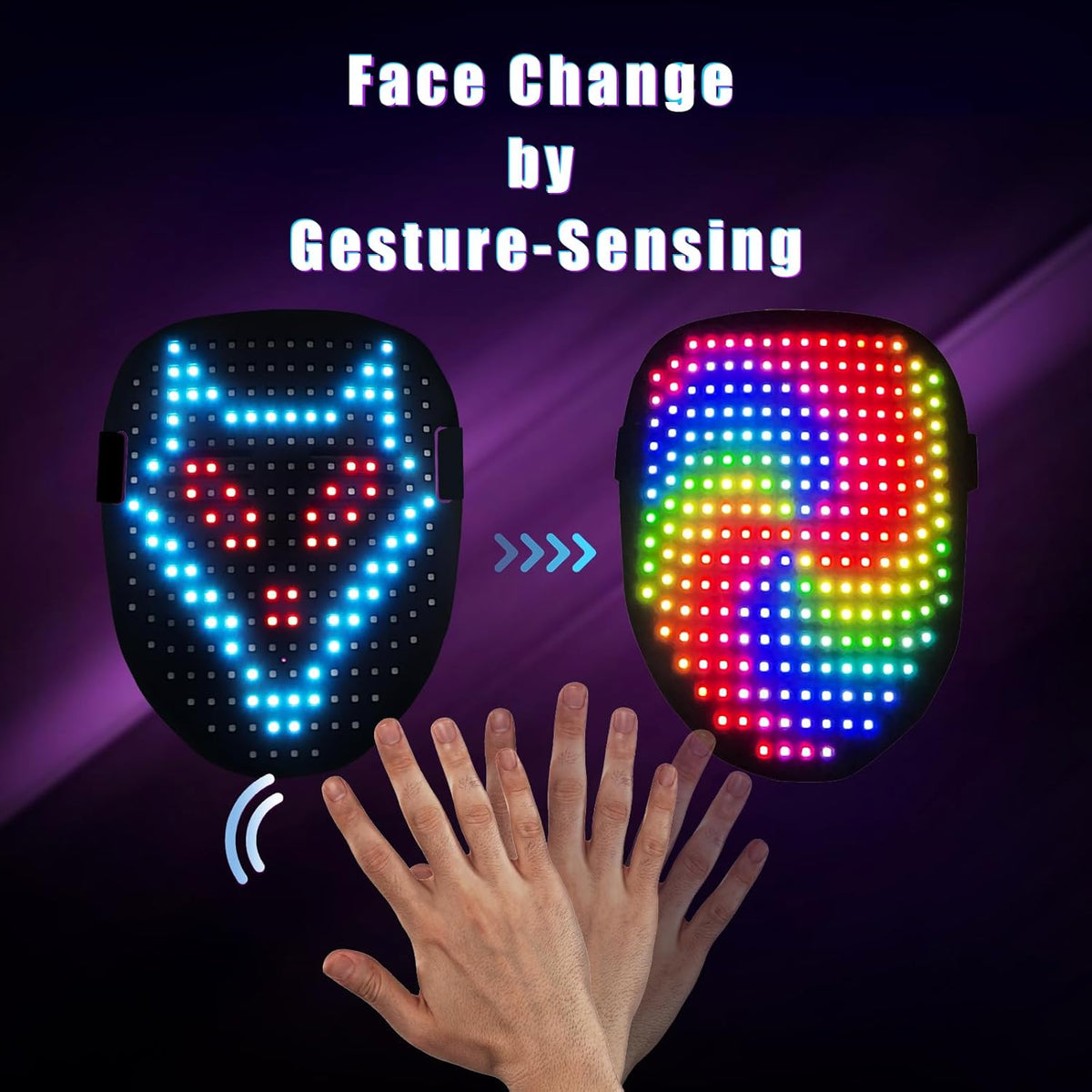 Mr.Pang LED Mask Light up Mask with Gesture Sensing, Cool Face Transforming Mask, Perfect Gifts for