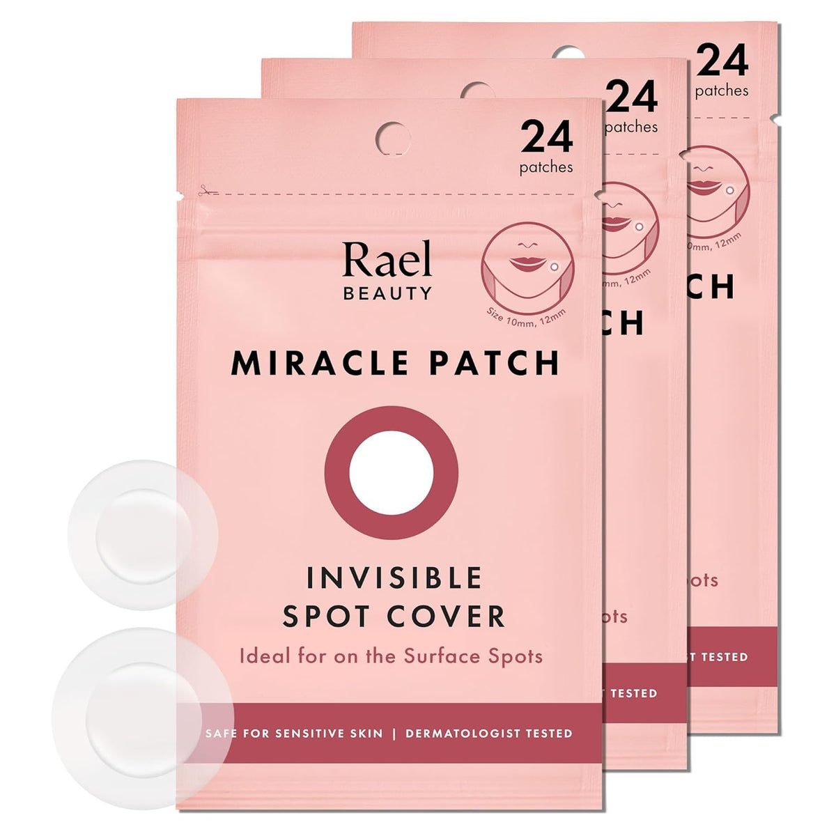 Rael Pimple Patches, Miracle Invisible Spot Cover - Hydrocolloid Acne Patch, Treatment for