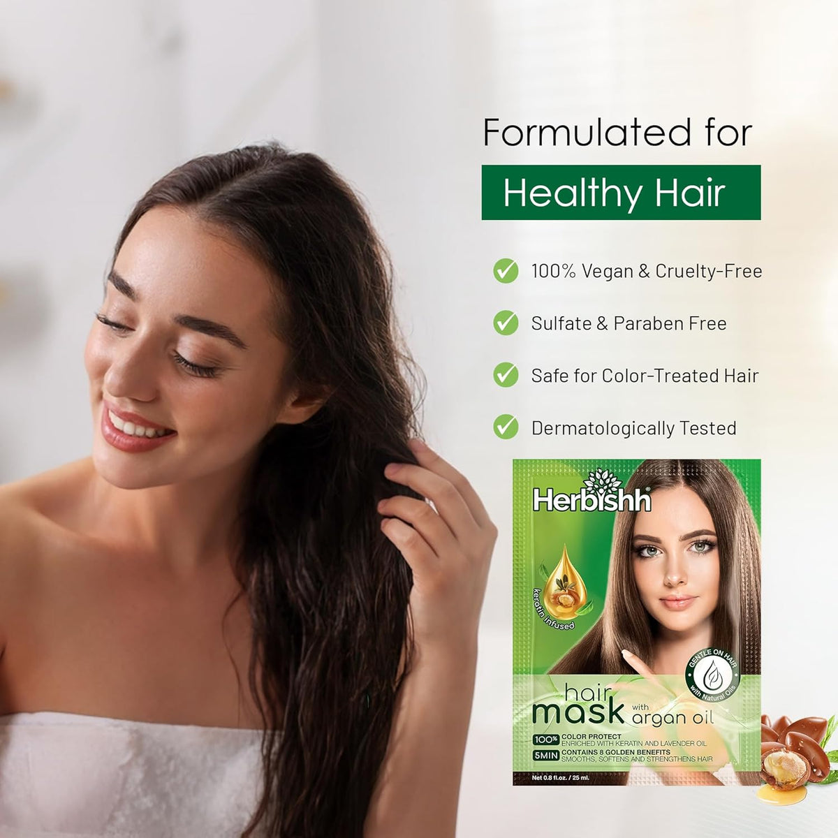 Herbishh Argan Hair Mask-Deep Conditioning & Hydration For Healthier Looking Hair-25gm for very