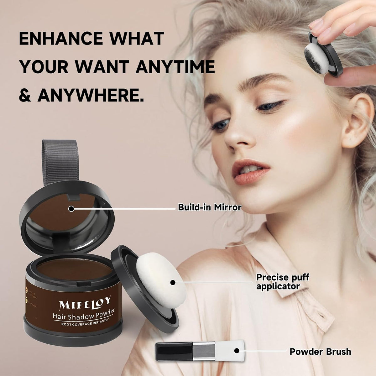Root Touch Up Powder, Instantly Gray Hair Cover Up, Women Color Root Coverage Shadow Powder for