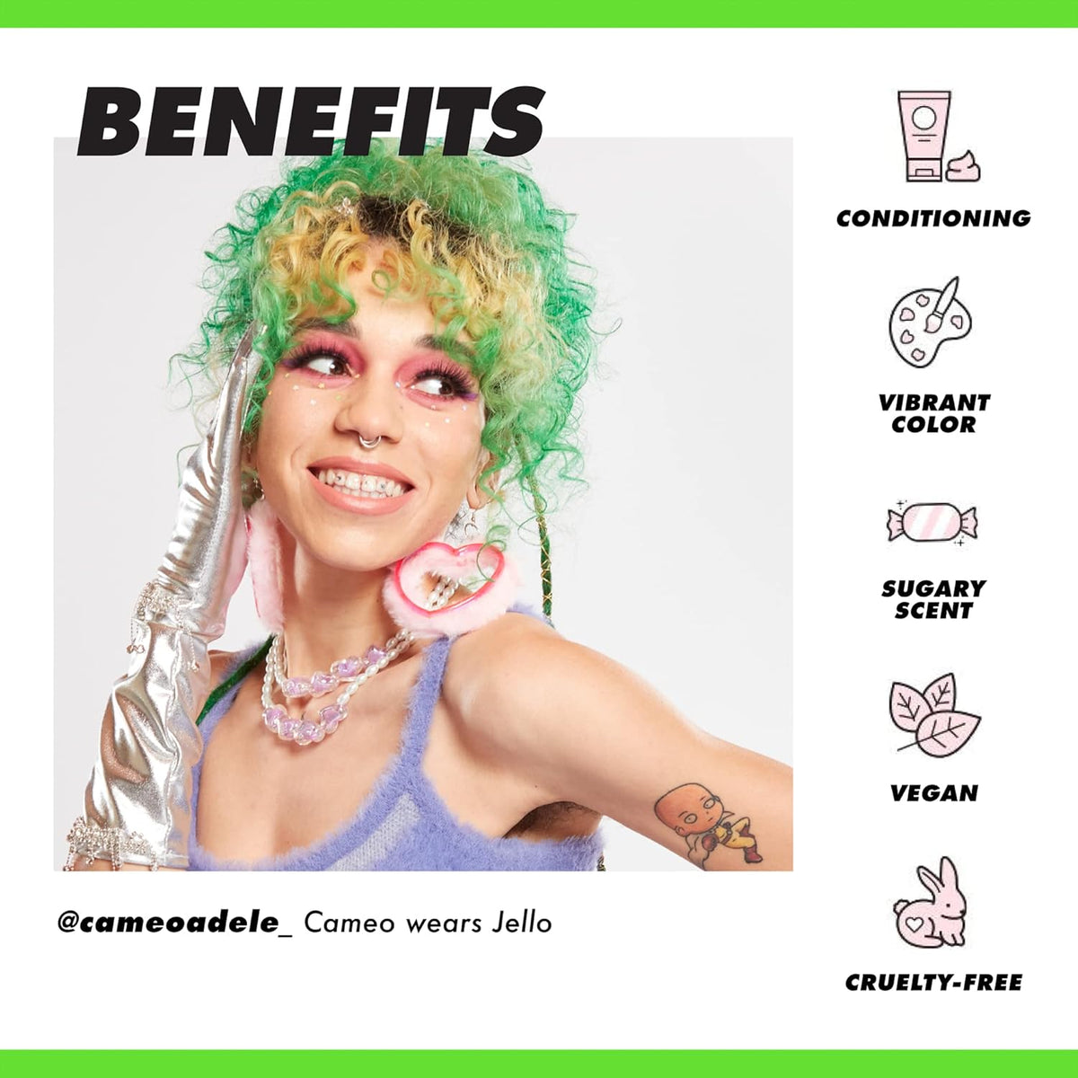 Lime Crime Unicorn Hair Dye Full Coverage, Jello (Tropical Green) - Vegan and Cruelty Free