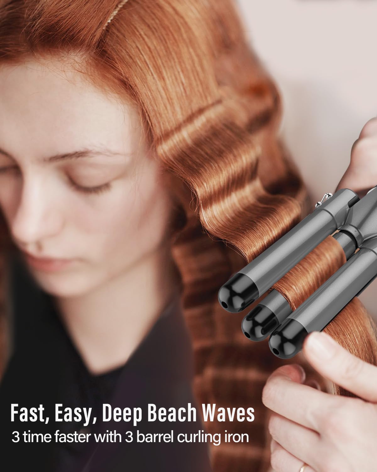 BESTOPE PRO 5 in 1 Curling Wand Set - 3 Barrel Hair Crimper, Fast Heating Ceramic Curling Iron