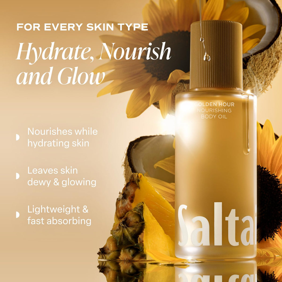 Saltair Body Oil. Luxurious Golden Hour After Shower and Bath Oil Moisturizer for Women and Men.
