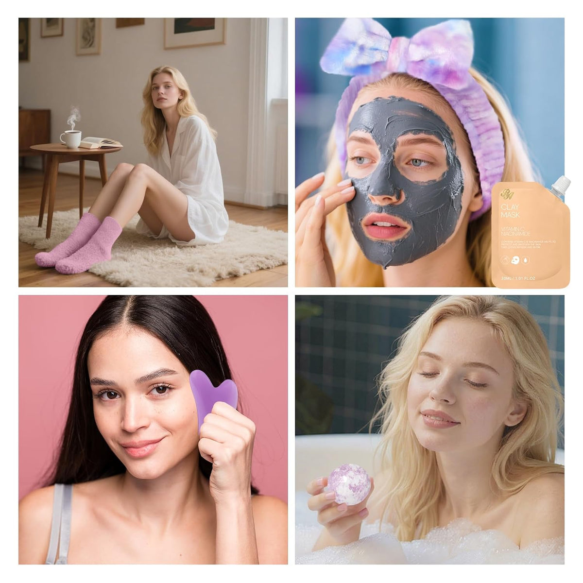 Face Sheet Masks Pack, 55 Pcs Skin Care Kit, Spa Kit Gift for Women, Real Deep Hydrogel Collagen