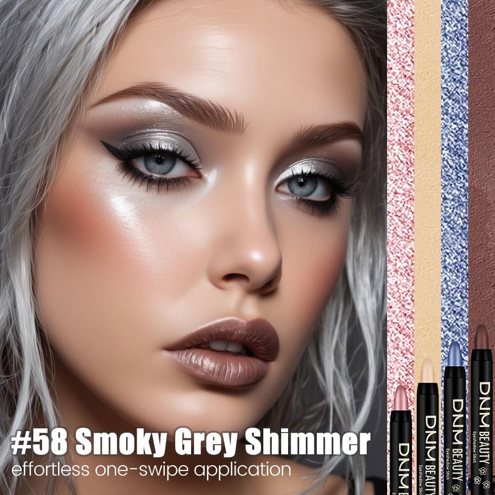 Kaely Cream Eye Shadow Sticks, Smoky Grey Shimmer Eyeliner Pencil Eyeshadow Palette Makeup, Eye