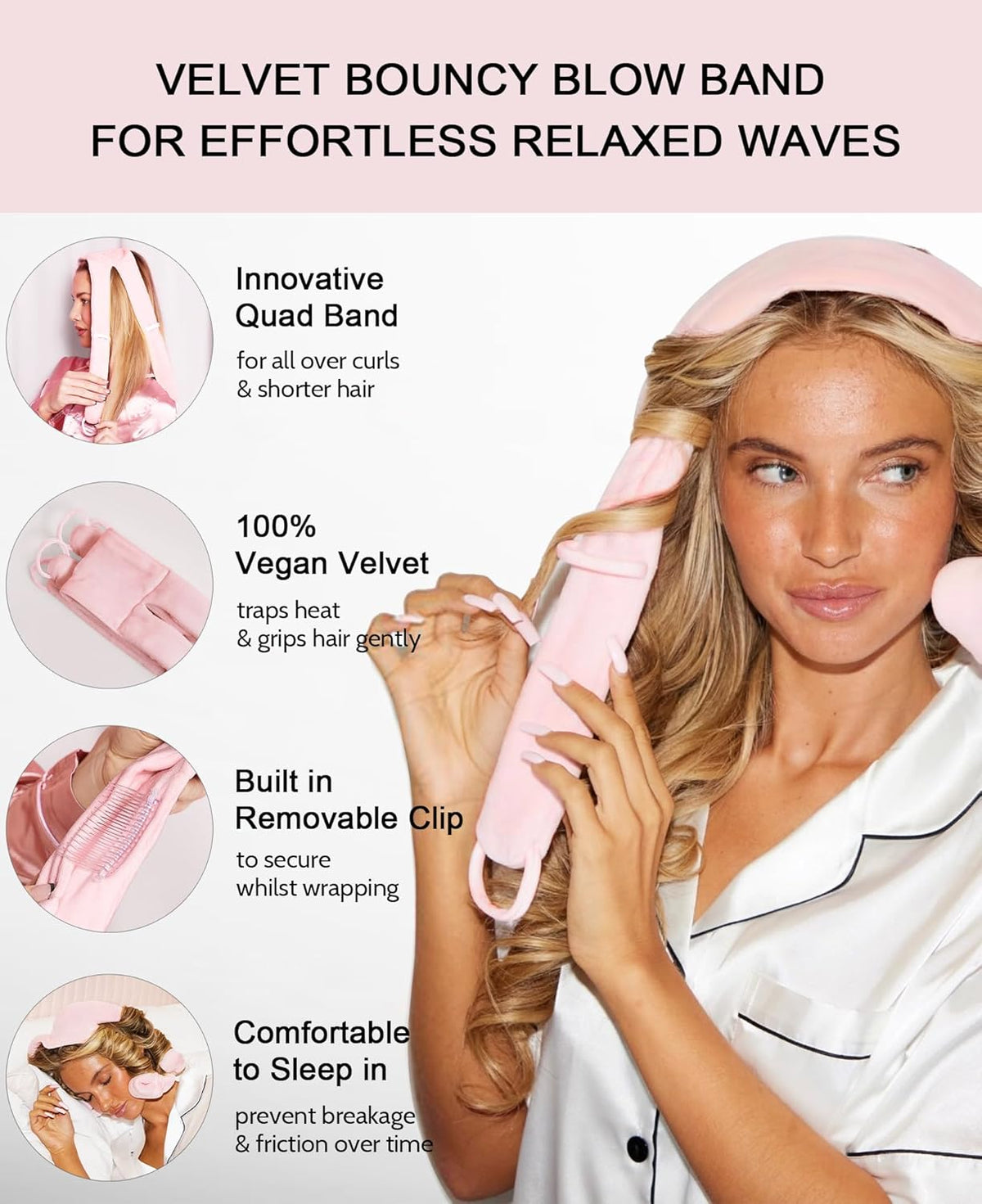 Heatless Hair Curler Curls Overnight Rods No Heat Hair Curlers to Sleep in, Soft Heatless Curling