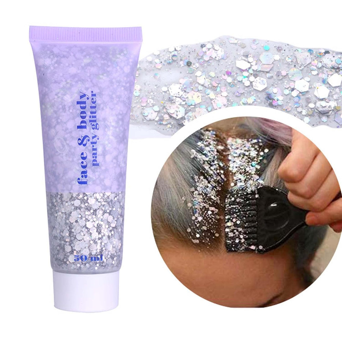 DAGEDA Body Glitter Gel, Body Sequins Shimmer Liquid Eyeshadow, Chunky Glitter for Face Hair Nails
