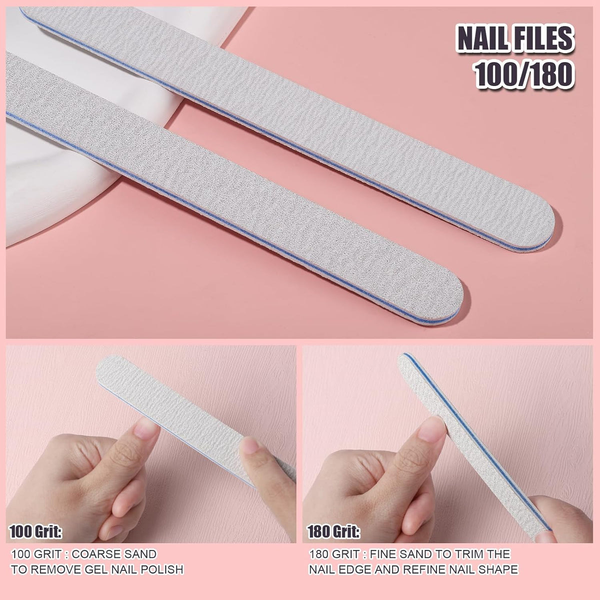 FANDAMEI Nail Buffers and Files, 8PCS Colorful Nail Buffer Block, 8PCS Blue Nail File, 2PCS 7 Way