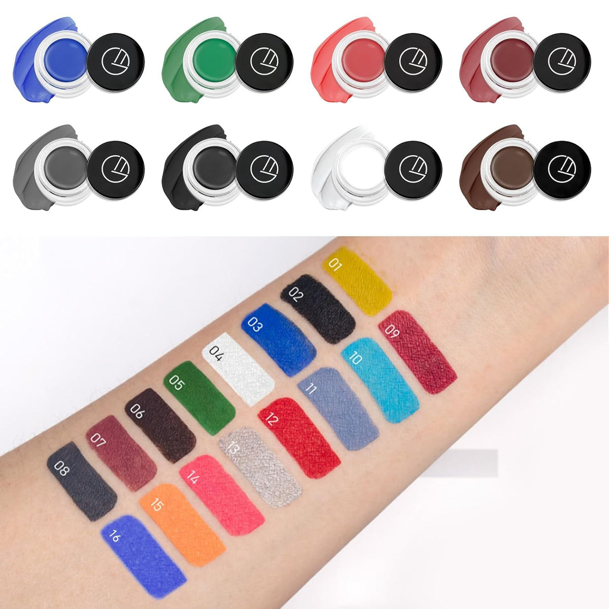 Eyeliner Gel Set,Long Lasting Waterproof With 5.51 IN Long Eyeliner Brush,High-Intensity Pigments