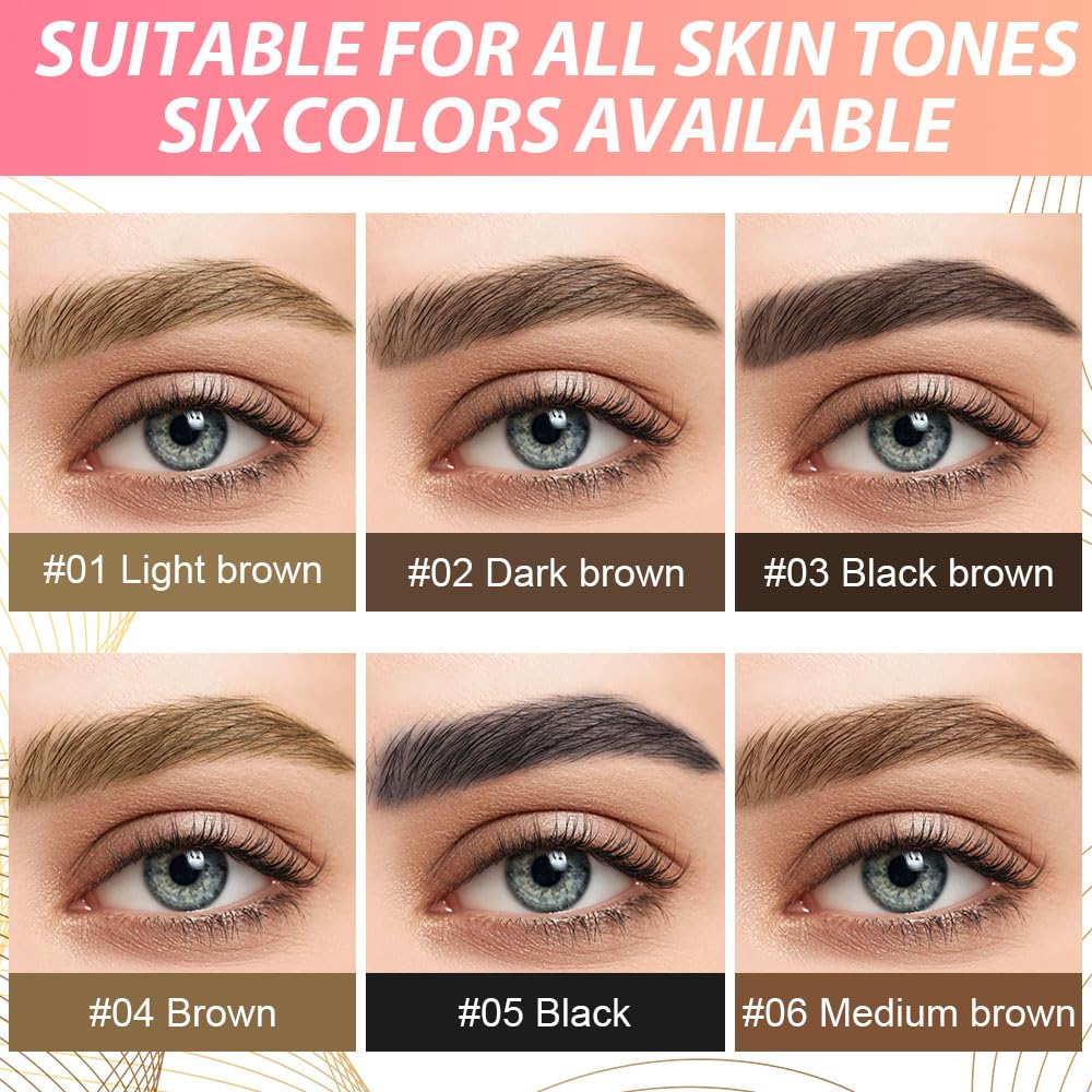 evpct 1Pcs Midium Brown Magic Microblading Eyebrow Contouring Pen Brow Pencil, with 4 Brush