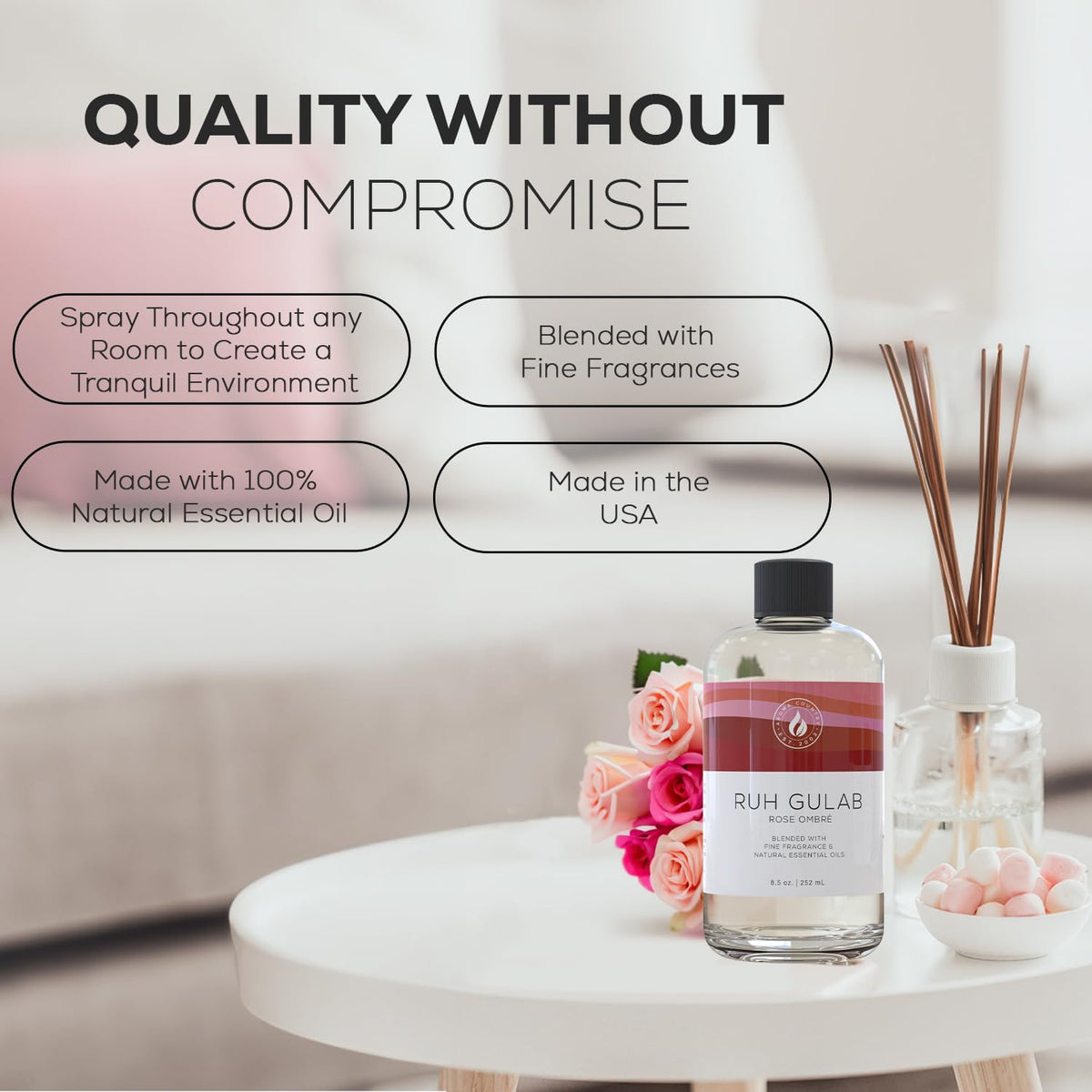 Aroma Country Ruh Gulab Diffuser Oil - Luxury Essential Oils for Diffuser Refill & Air Freshener