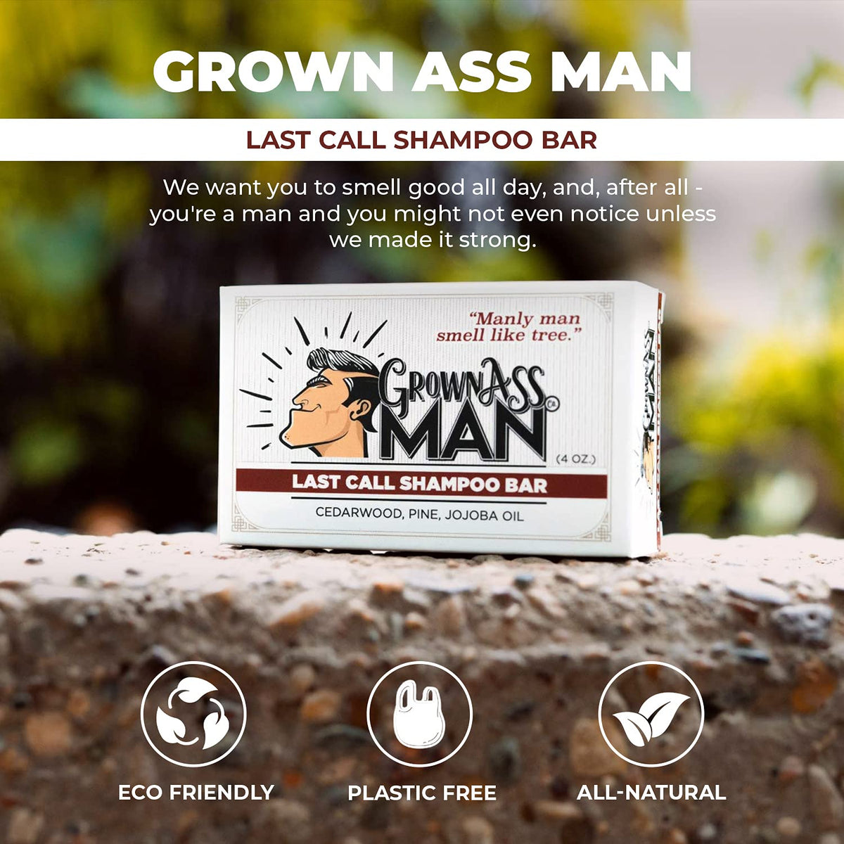 Solid Shampoo Bar Rich Lather 3 in 1: Hair, Beard & Body Wash - Plastic Free & Eco-Friendly