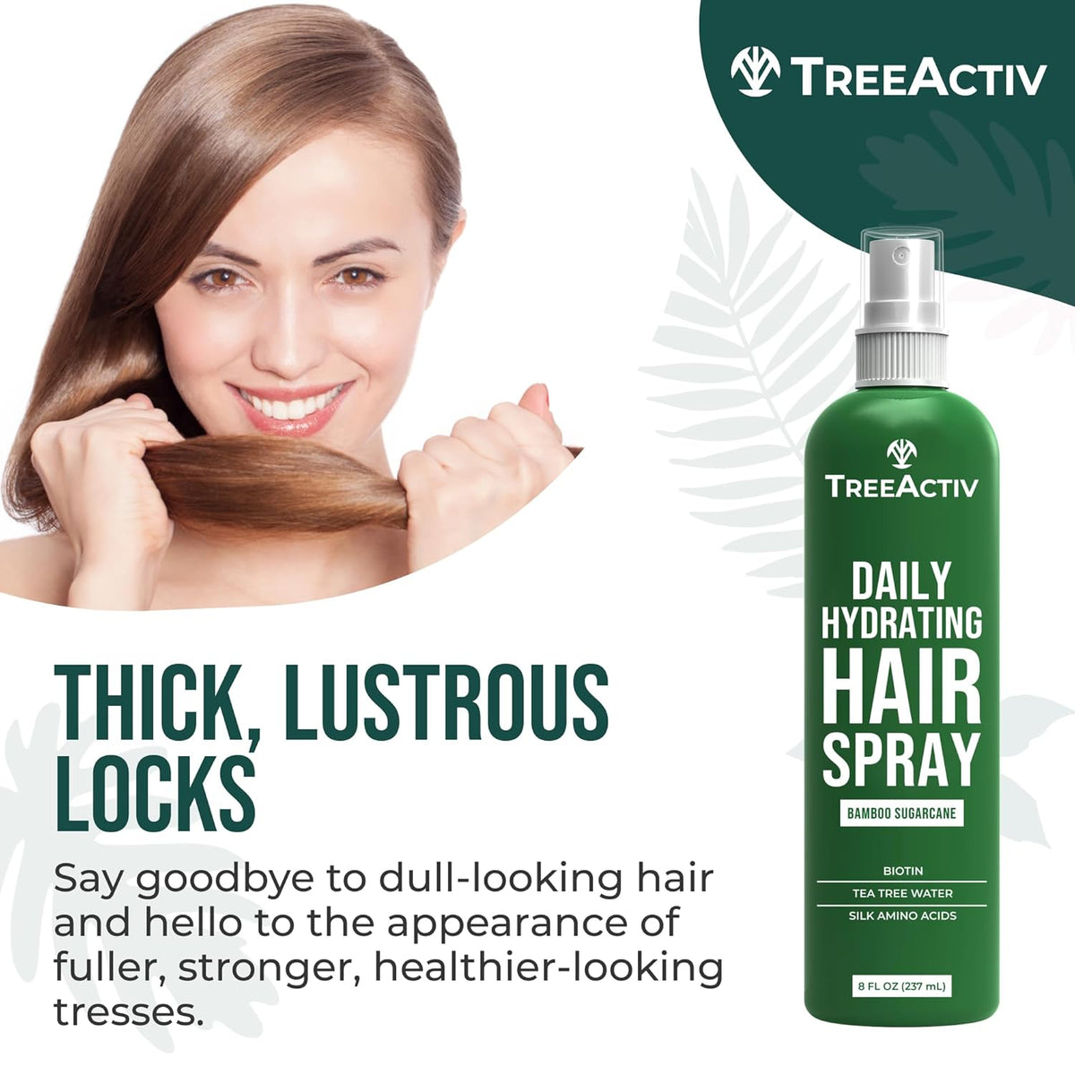 TreeActiv Hair Growth Daily Nourishing Spray with Biotin and Argan Oil - Fuller Hair for Women and