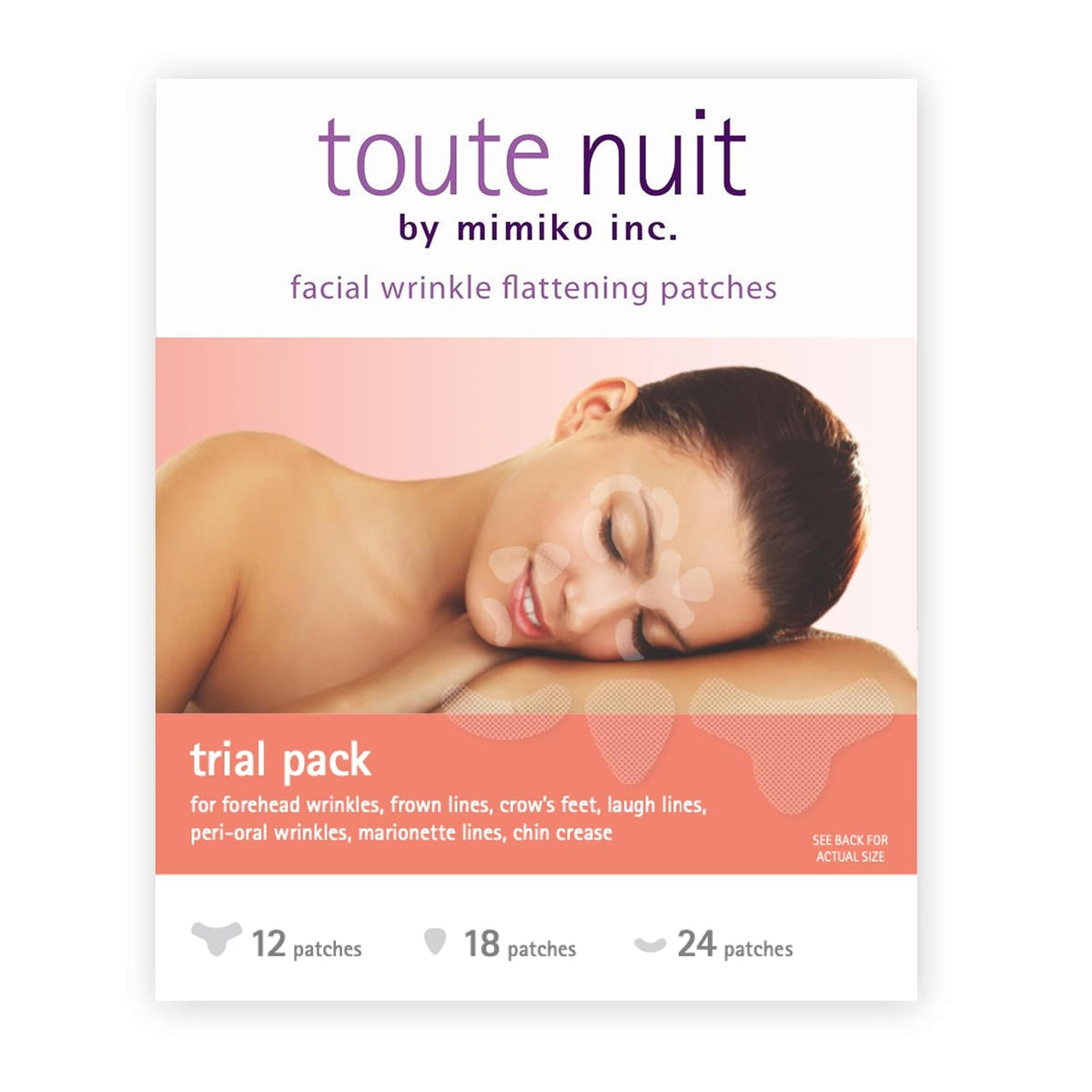 Toute Nuit Wrinkle Patches – Trial Pack – Face Tape for Forehead, Eyes & Mouth – Hypoallergenic